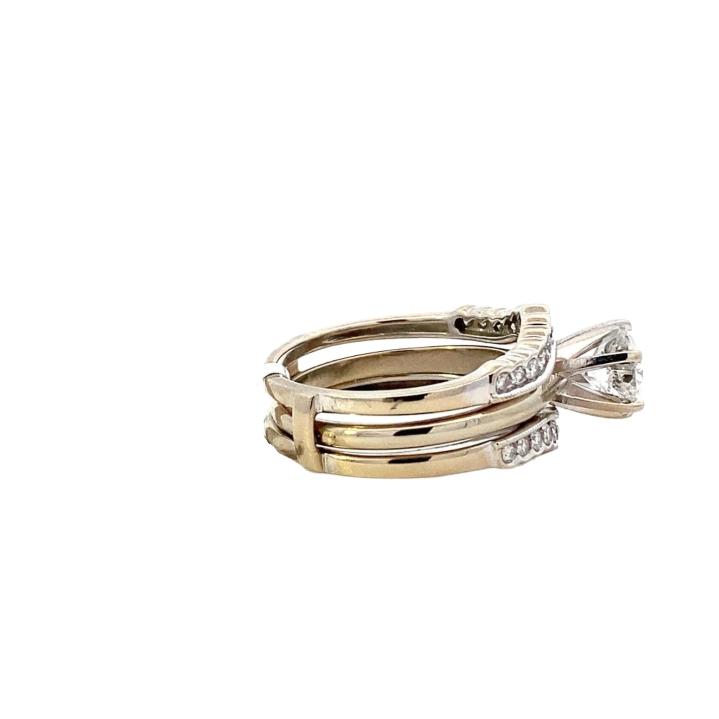 10/14K White Gold Diamond Engagement & Wedding Ring Set - 1.34ct - ipawnishop.com