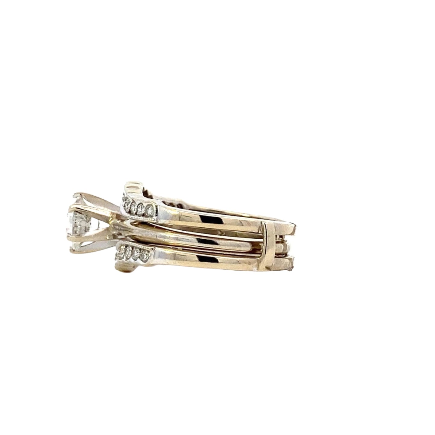 10/14K White Gold Diamond Engagement & Wedding Ring Set - 1.34ct - ipawnishop.com