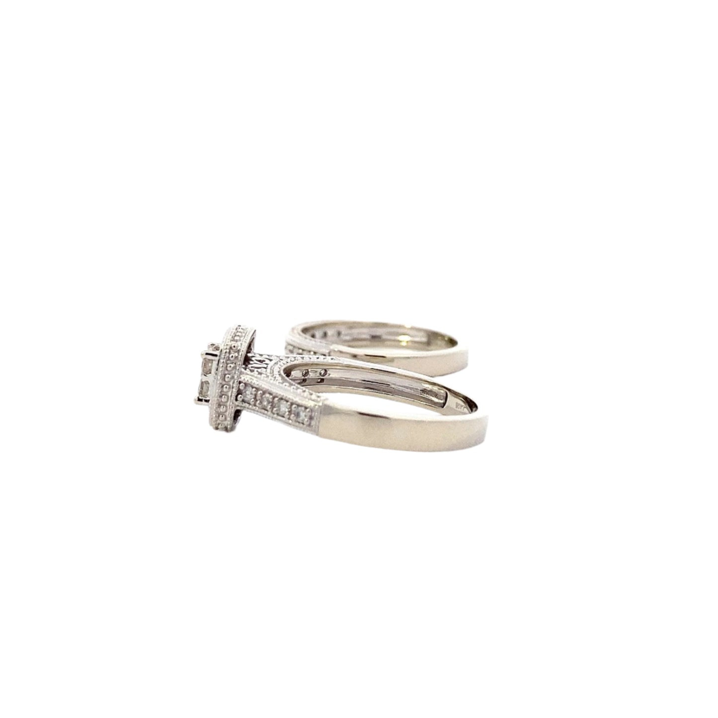 10K White Gold Diamond Engagement & Wedding Ring Set - 0.5ct - ipawnishop.com