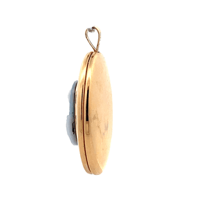 10K Yellow Gold Cameo Locket Pendant - Carrying Mother Holding Child - ipawnishop.com