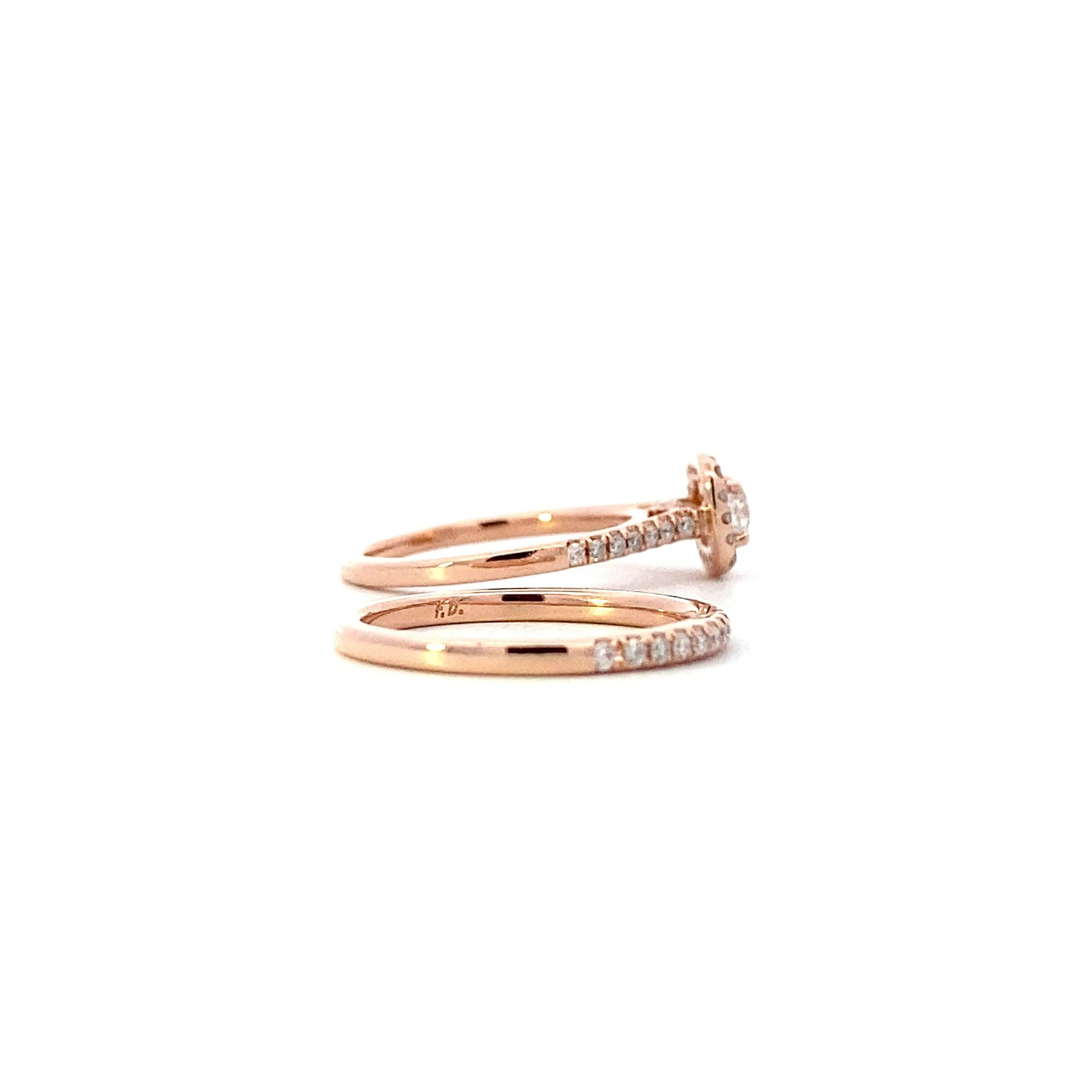 14K Rose Gold Women's Diamond Engagement & Wedding Ring Set - 0.48ct - ipawnishop.com