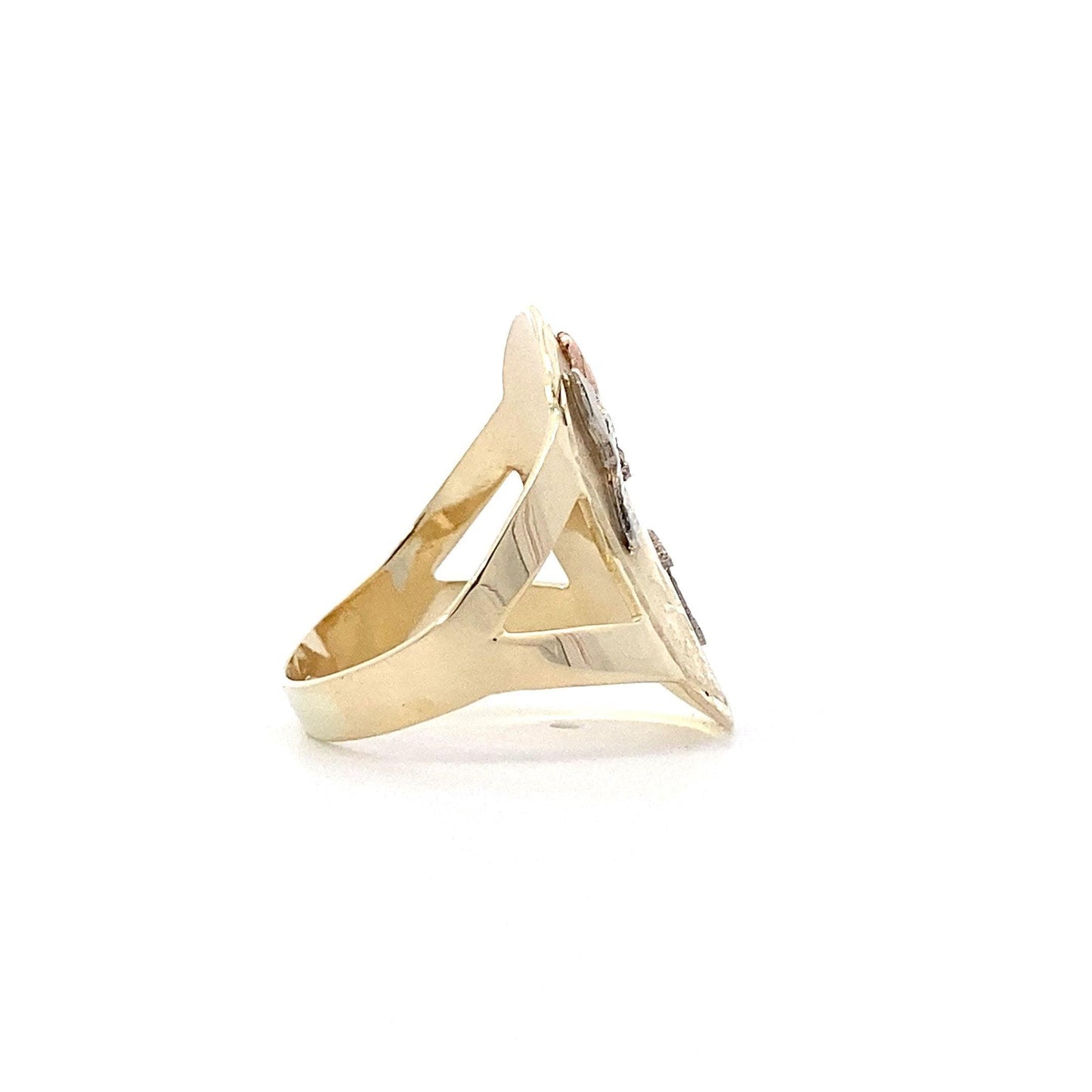 Anillo Flor "15" Oro Tricolor 14K - ipawnishop.com