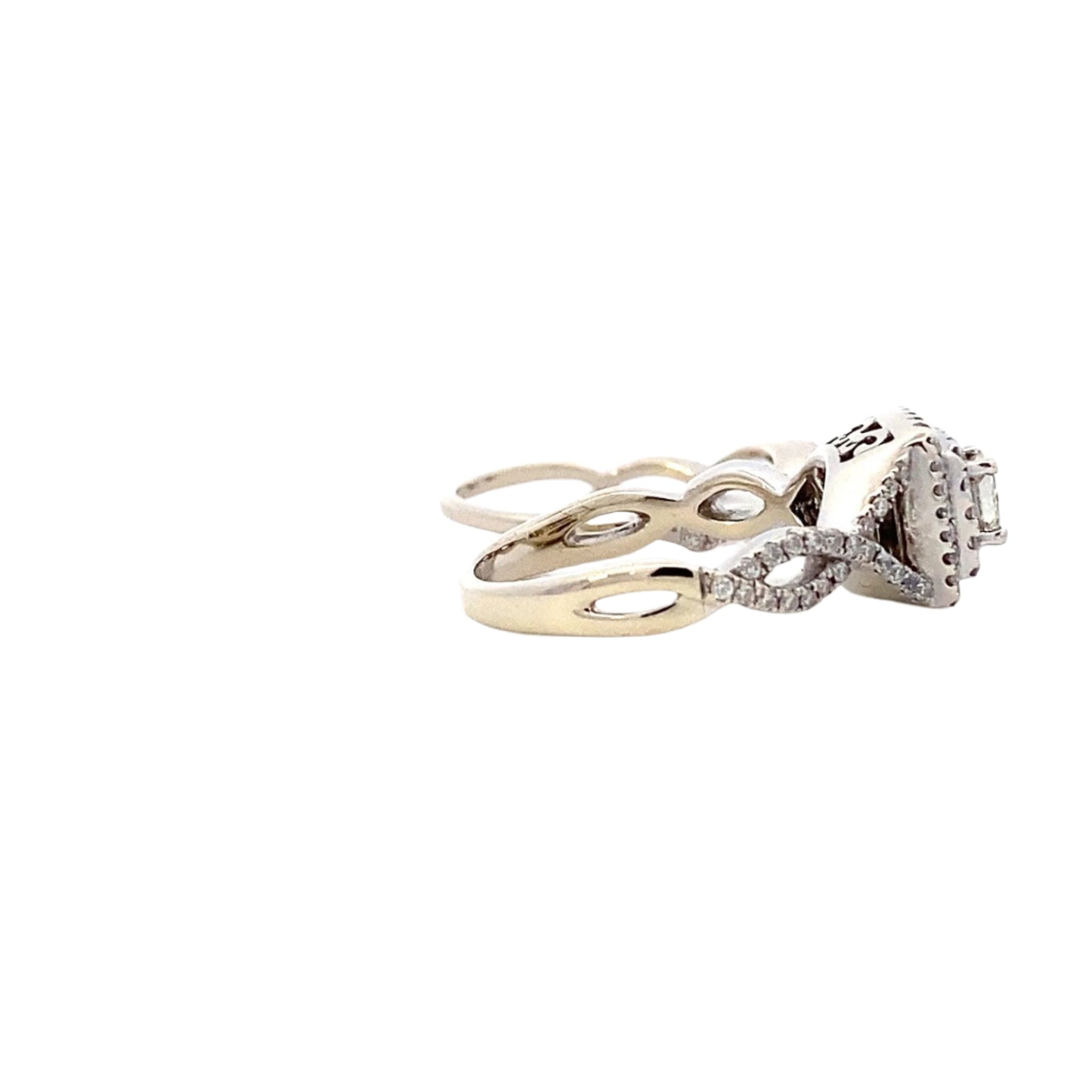 14K White Gold Diamond Engagement & Wedding Ring Set - 0.62ct - ipawnishop.com