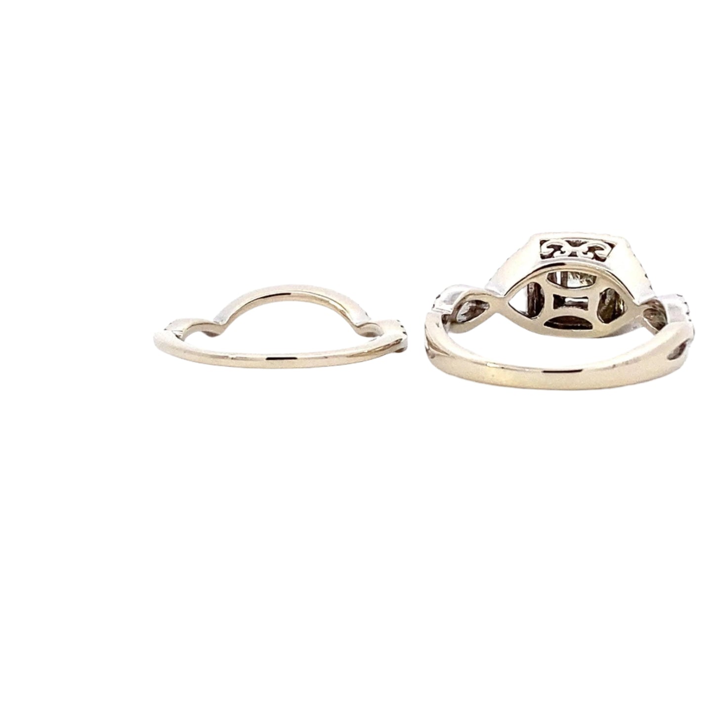 14K White Gold Diamond Engagement & Wedding Ring Set - 0.62ct - ipawnishop.com