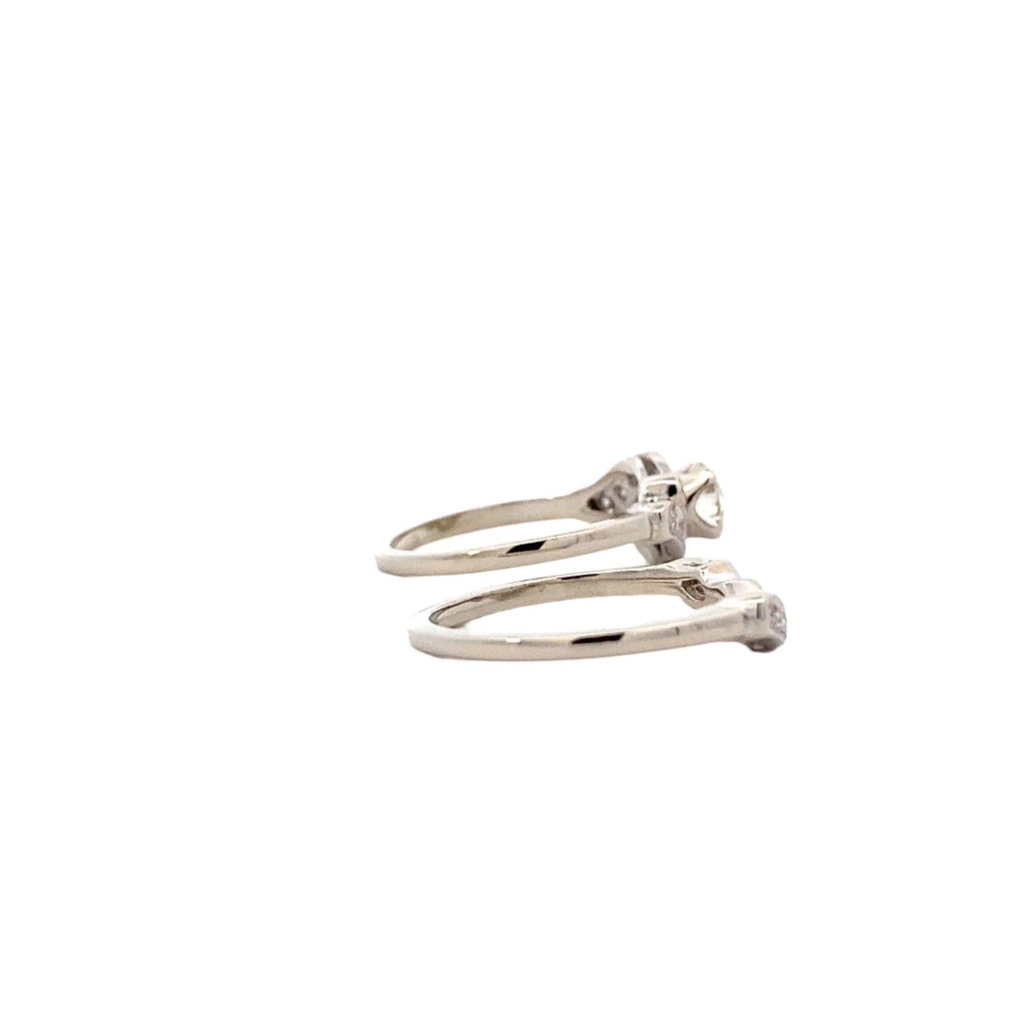14K White Gold Diamond Engagement & Wedding Ring Set - 0.7ct - ipawnishop.com