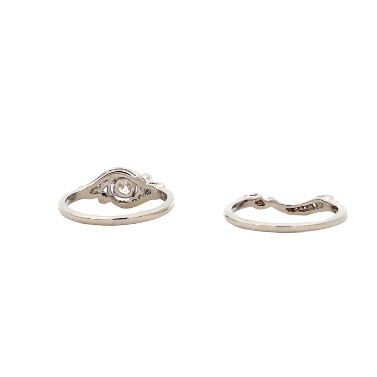 14K White Gold Diamond Engagement & Wedding Ring Set - 0.7ct - ipawnishop.com