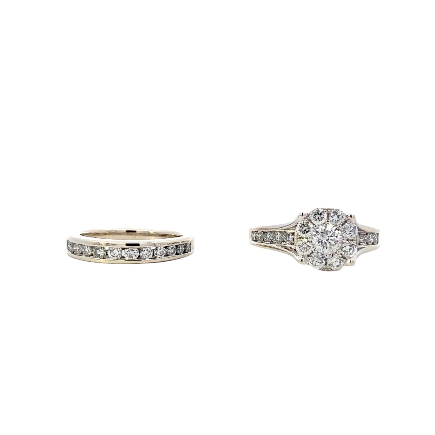 14K White Gold Diamond Engagement & Wedding Ring Set - 1.60ct - ipawnishop.com