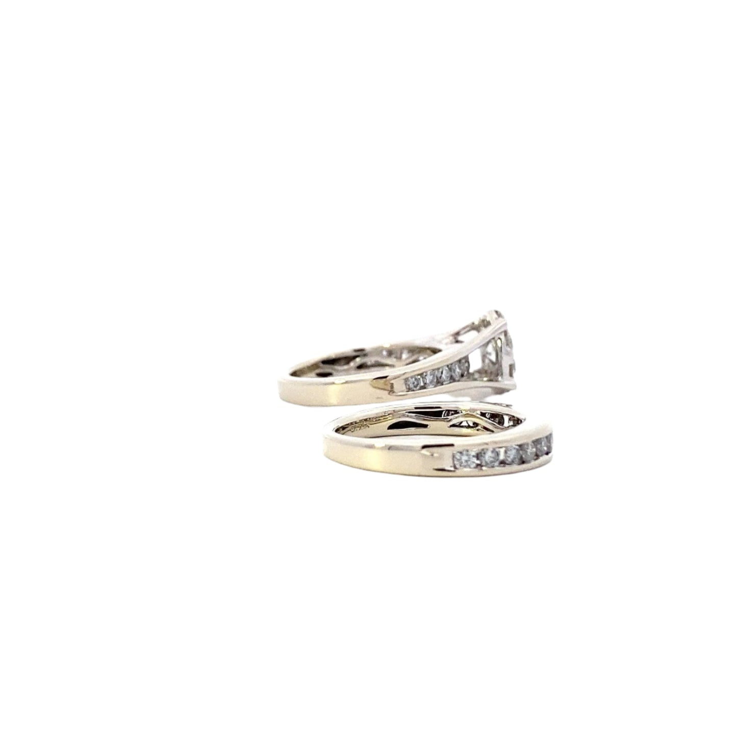 14K White Gold Diamond Engagement & Wedding Ring Set - 1.60ct - ipawnishop.com