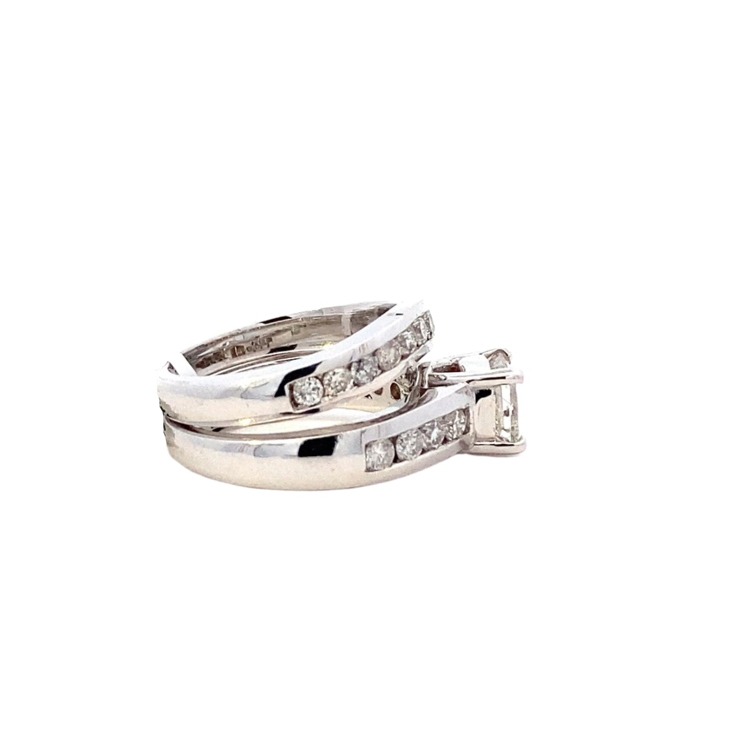 14K White Gold Diamond Engagement & Wedding Ring Set - 1.84ct - ipawnishop.com
