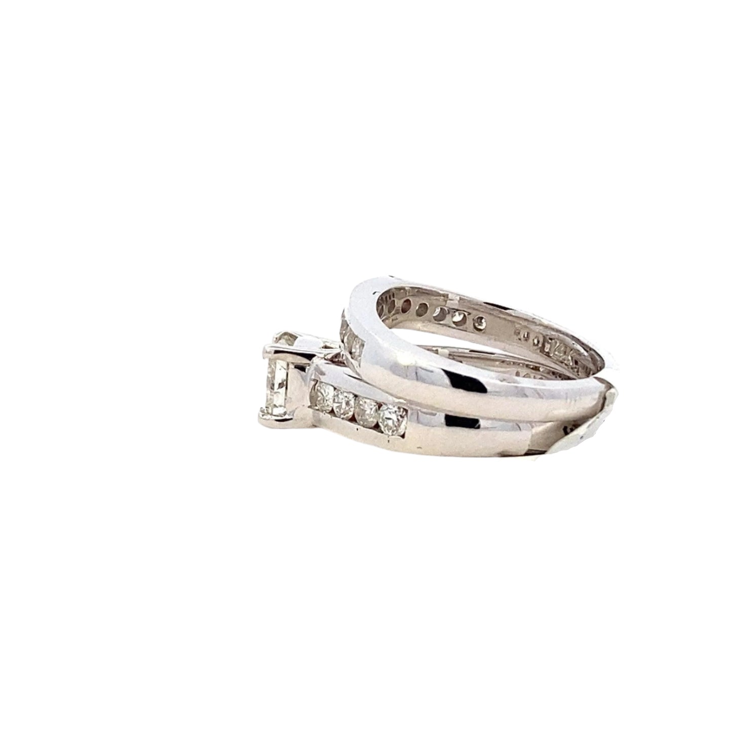 14K White Gold Diamond Engagement & Wedding Ring Set - 1.84ct - ipawnishop.com