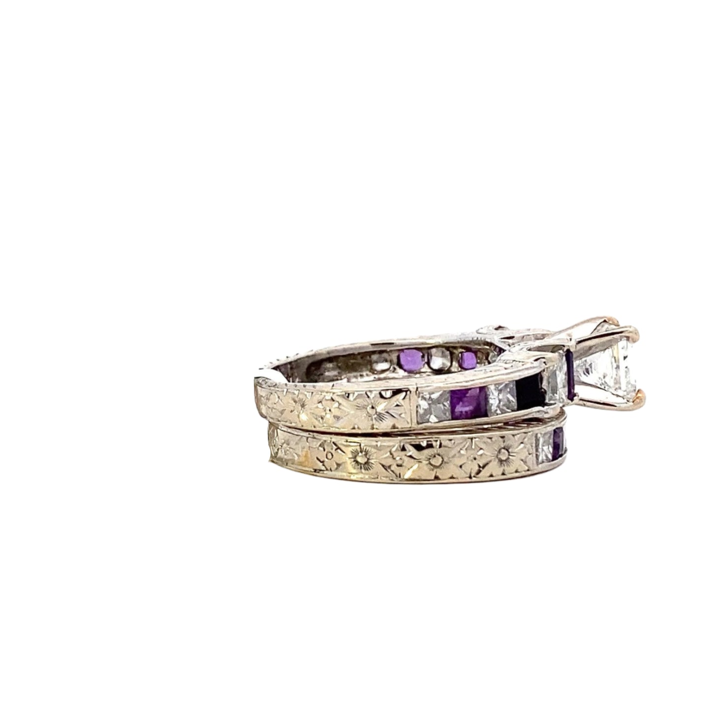 14K White Gold Diamond Engagement & Wedding Ring Set - 2.49ct - ipawnishop.com