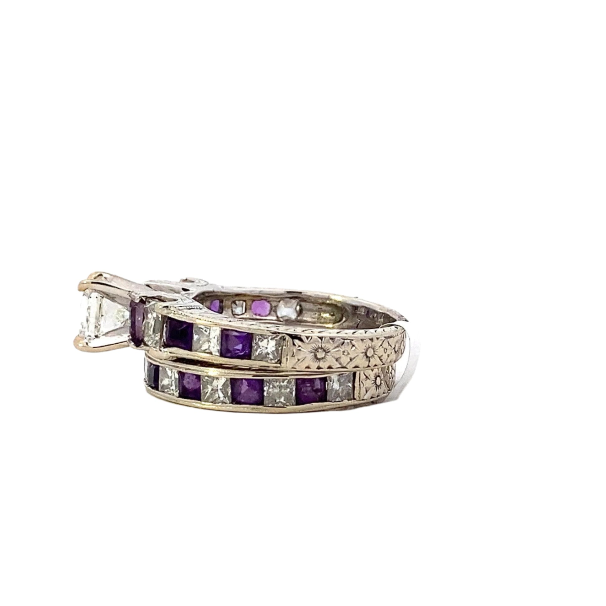 14K White Gold Diamond Engagement & Wedding Ring Set - 2.49ct - ipawnishop.com