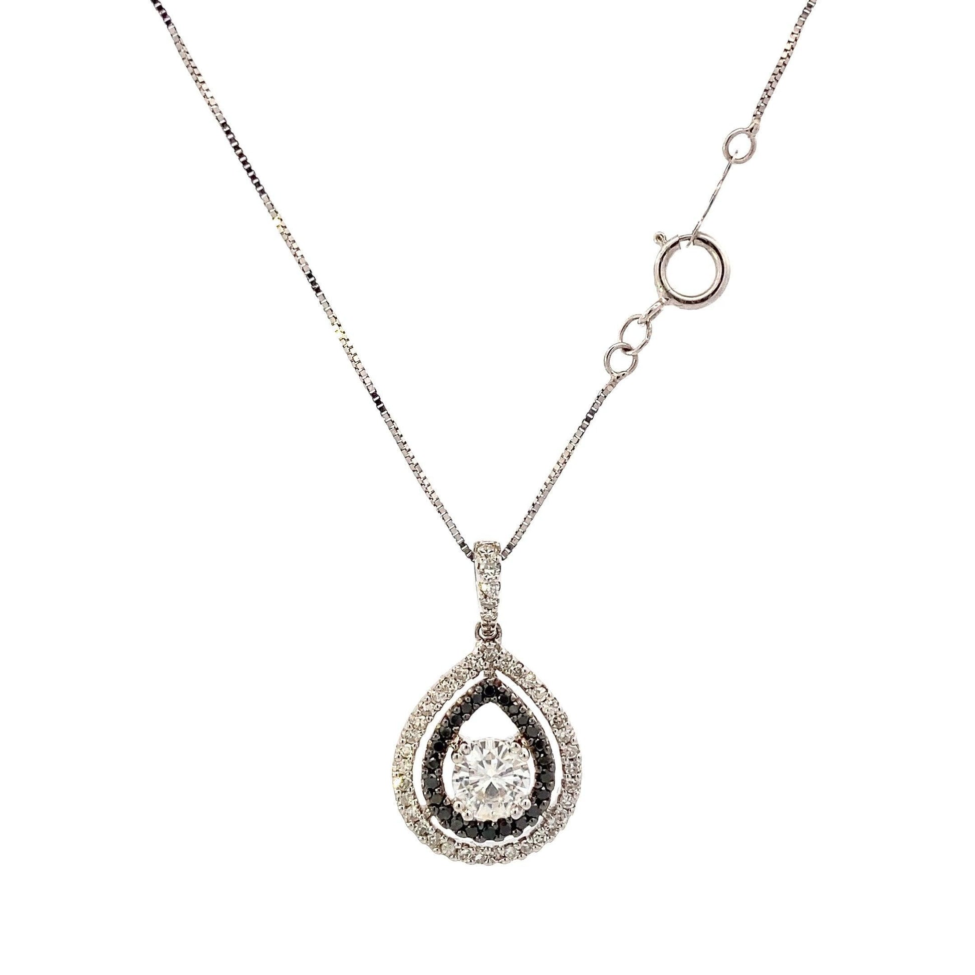 14K Oro Blanco Moissanite Colgante de Diamantes y Caja de Cadena Set - 0.36ct - ipawnishop.com