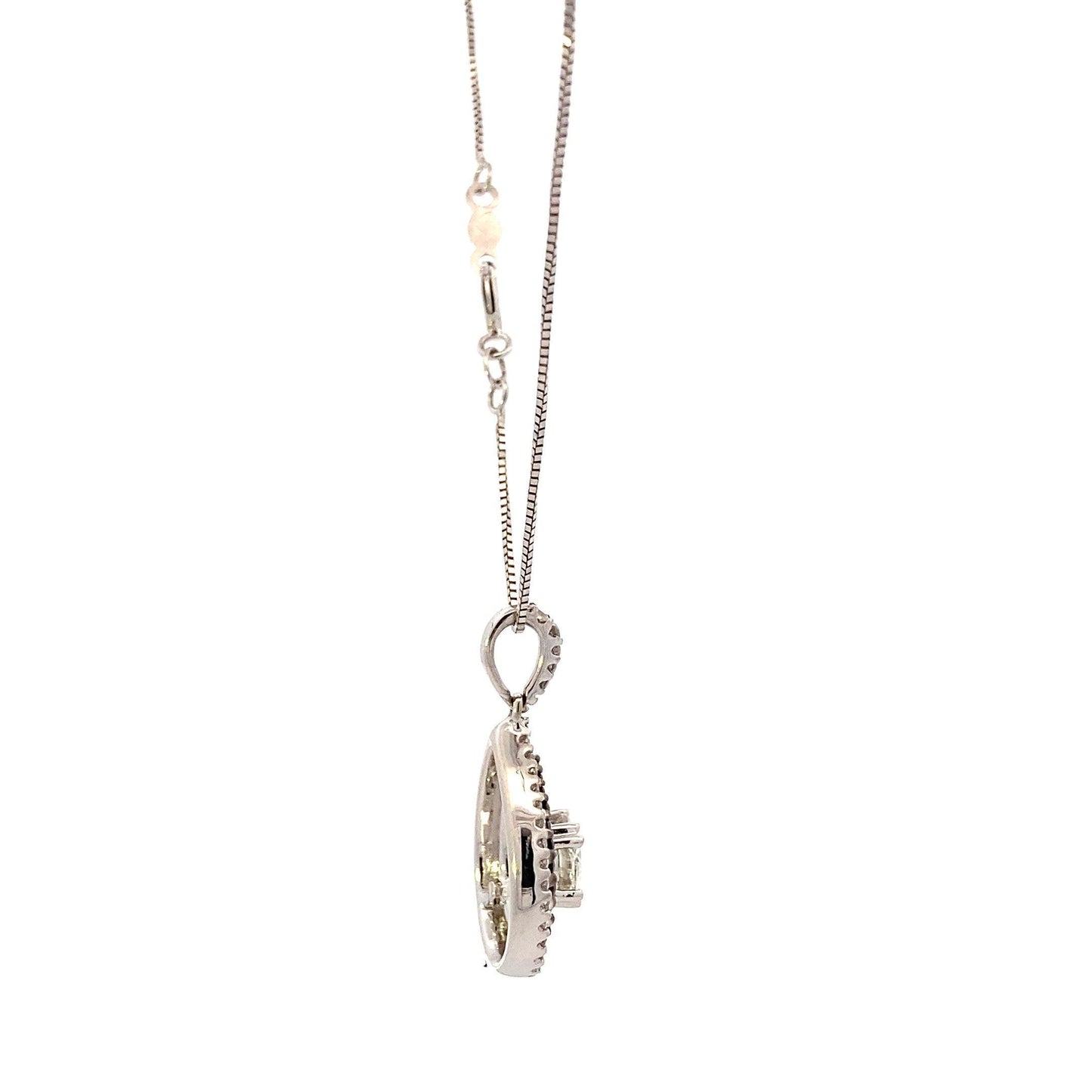 14K White Gold Moissanite Diamond Pendant & Box Chain Set - 0.36ct - ipawnishop.com