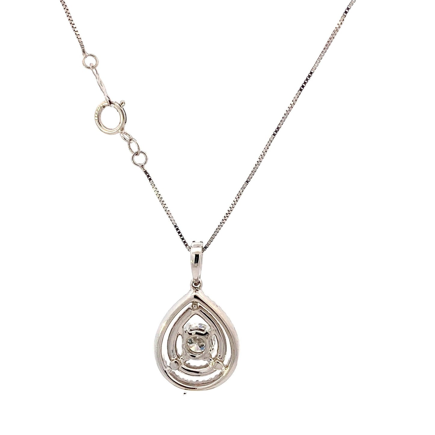 14K White Gold Moissanite Diamond Pendant & Box Chain Set - 0.36ct - ipawnishop.com