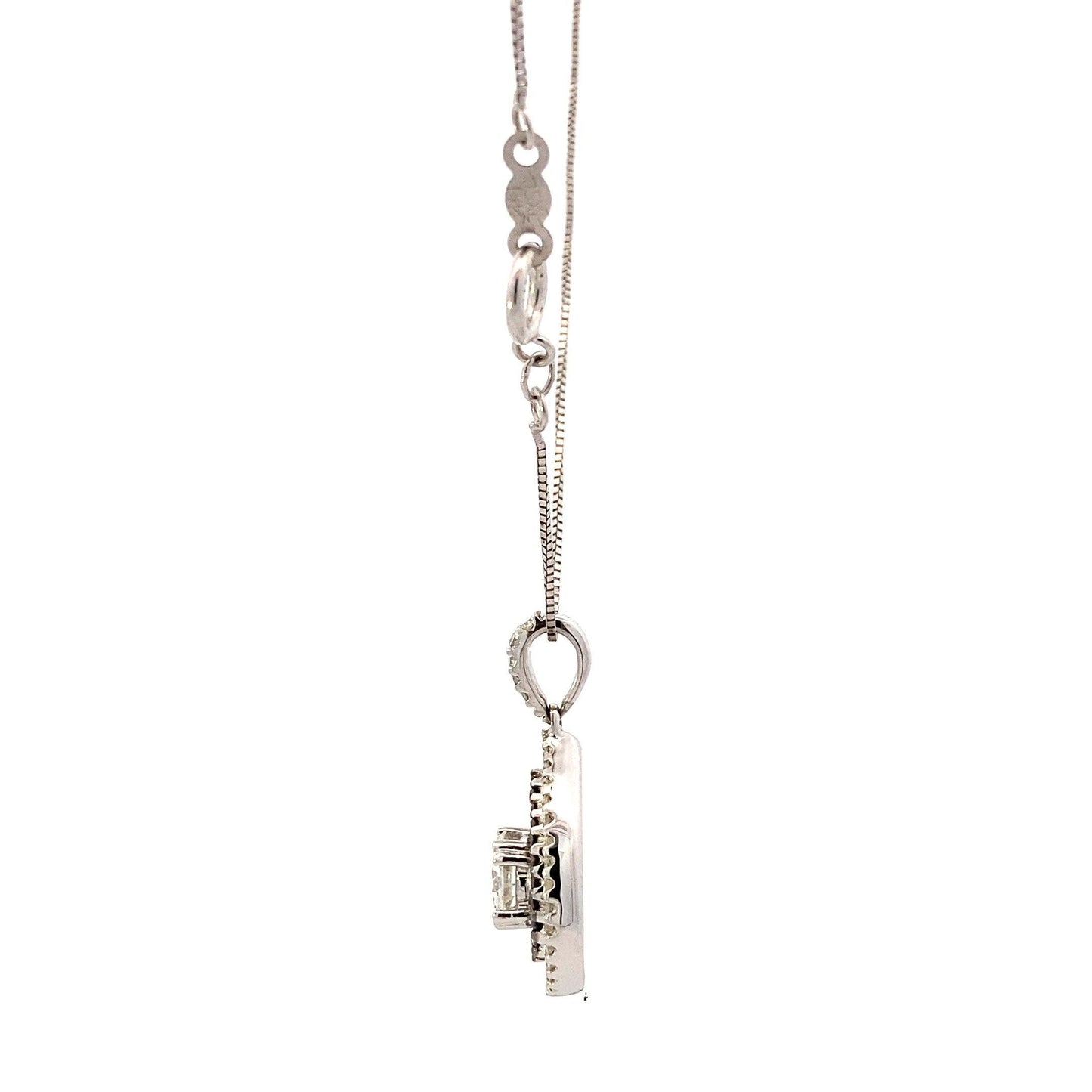 14K White Gold Moissanite Diamond Pendant & Box Chain Set - 0.36ct - ipawnishop.com