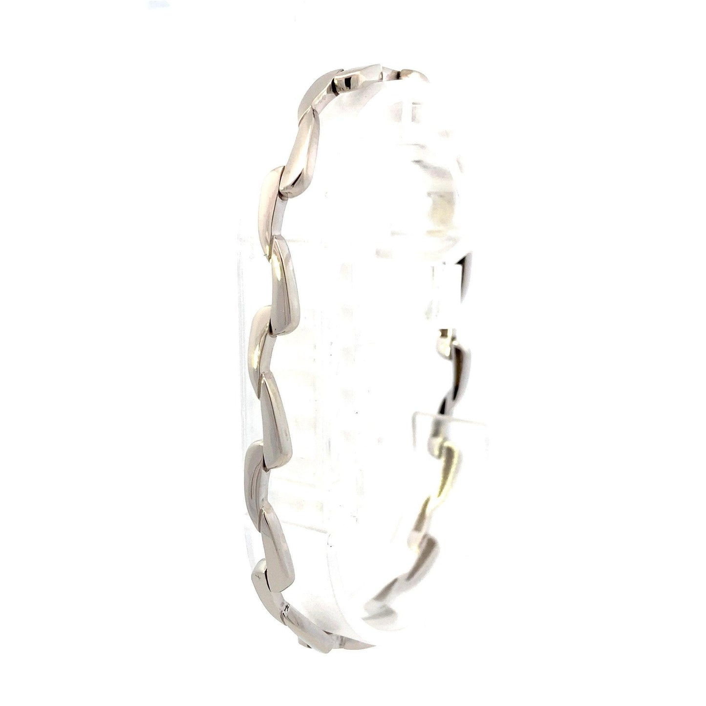 14K Yellow & White Gold Curved Bar Link Bracelet - ipawnishop.com