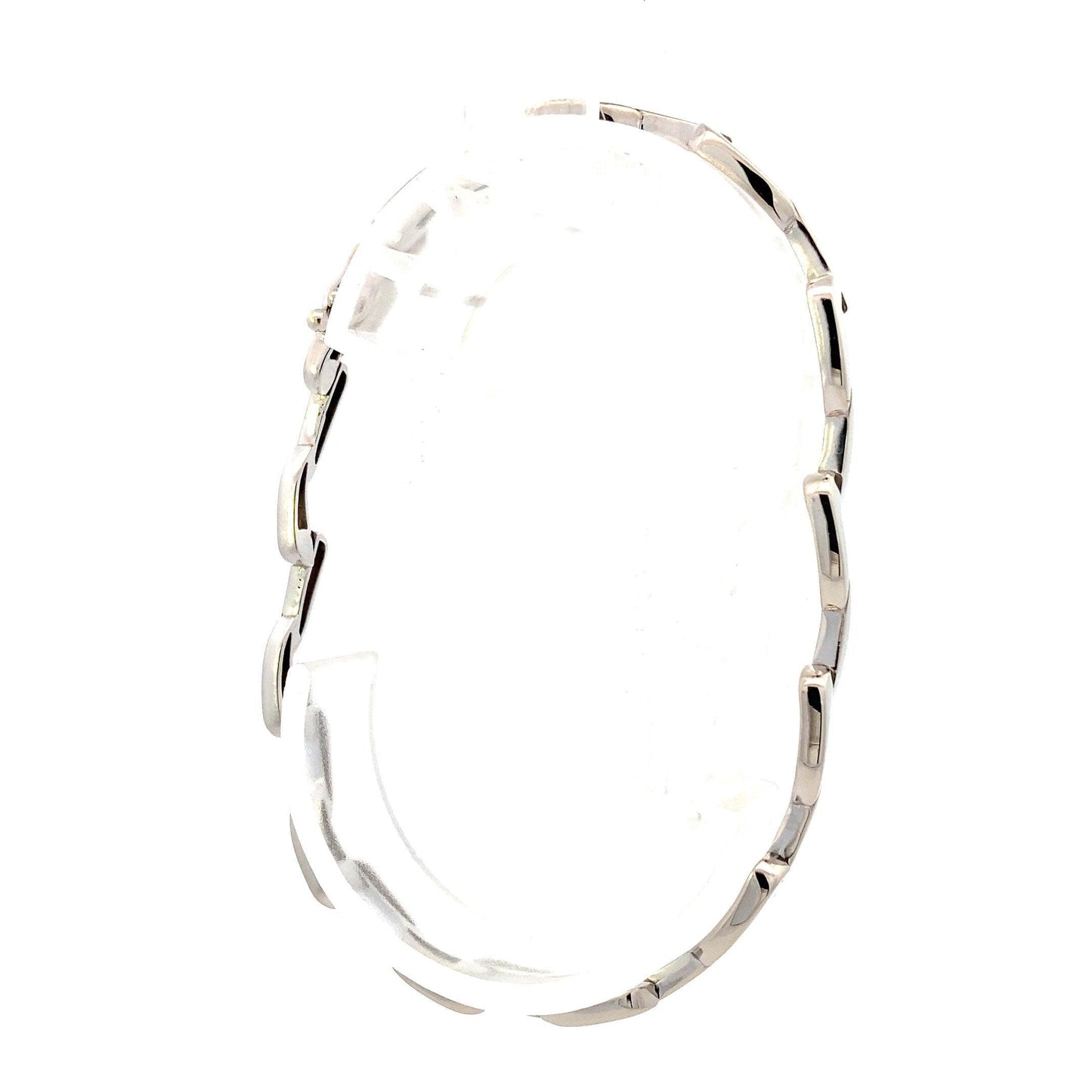 14K Yellow & White Gold Curved Bar Link Bracelet - ipawnishop.com