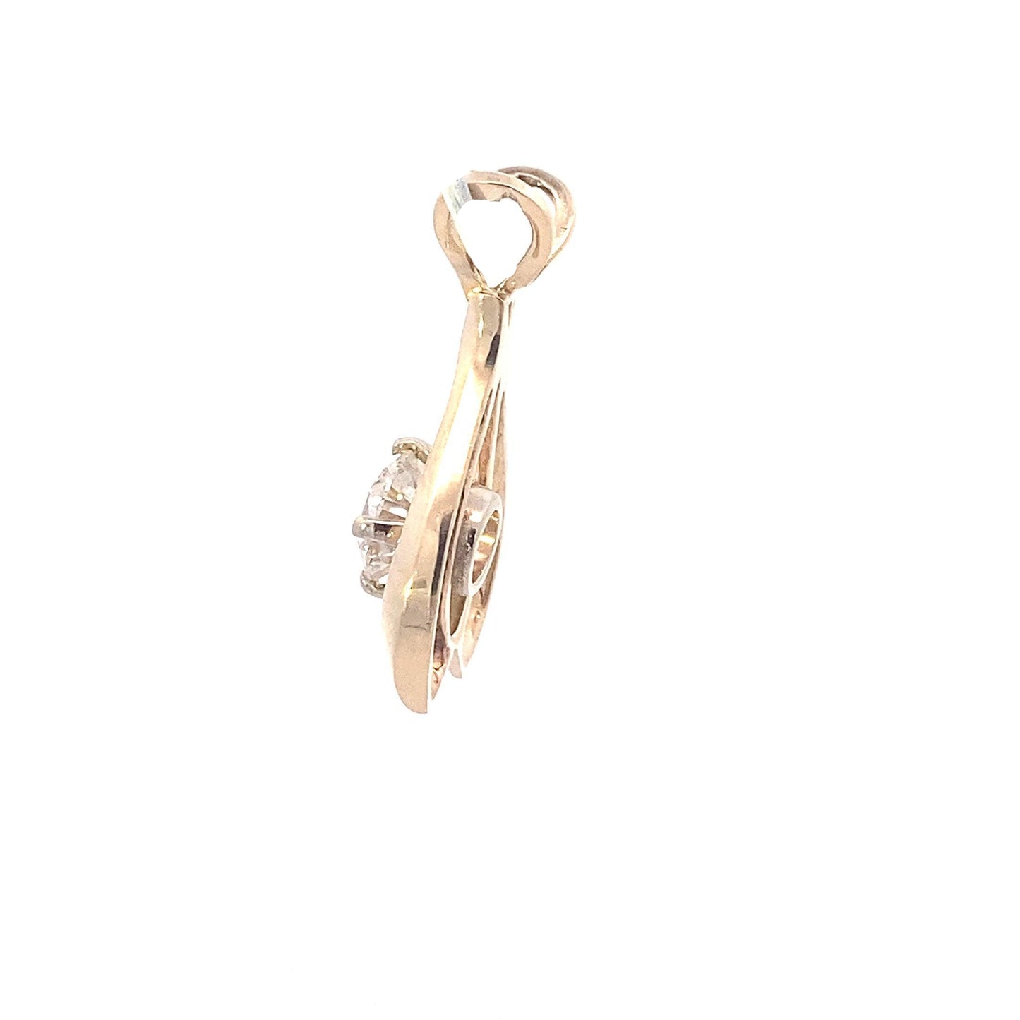 14K Yellow & White Gold Diamond Solitaire Pendant - 0.98ct - ipawnishop.com