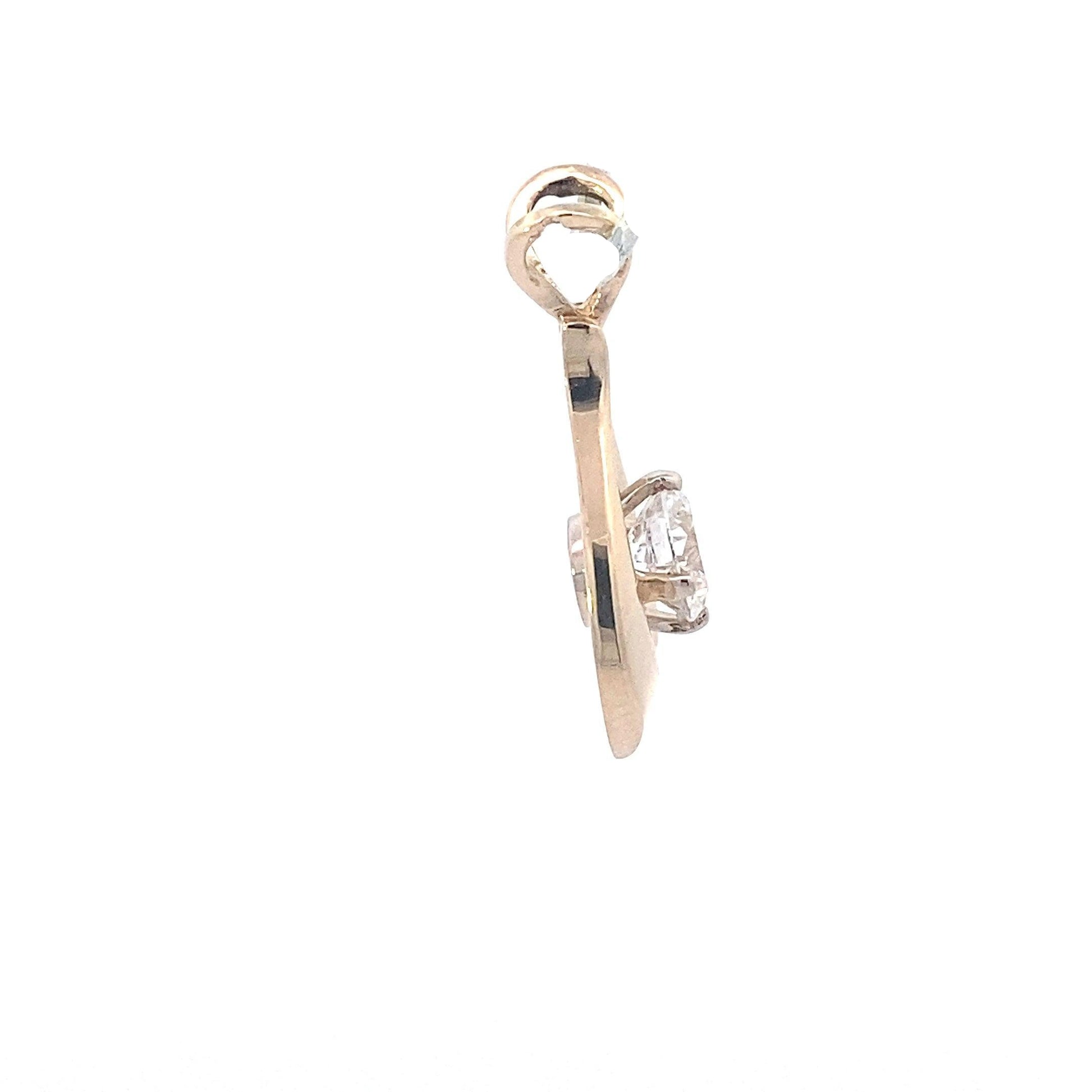 14K Yellow & White Gold Diamond Solitaire Pendant - 0.98ct - ipawnishop.com