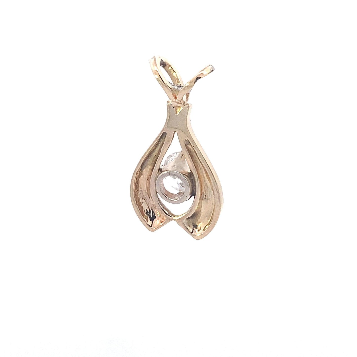14K Amarillo y Blanco Colgante de Oro Diamante Solitario - 0.98ct - ipawnishop.com