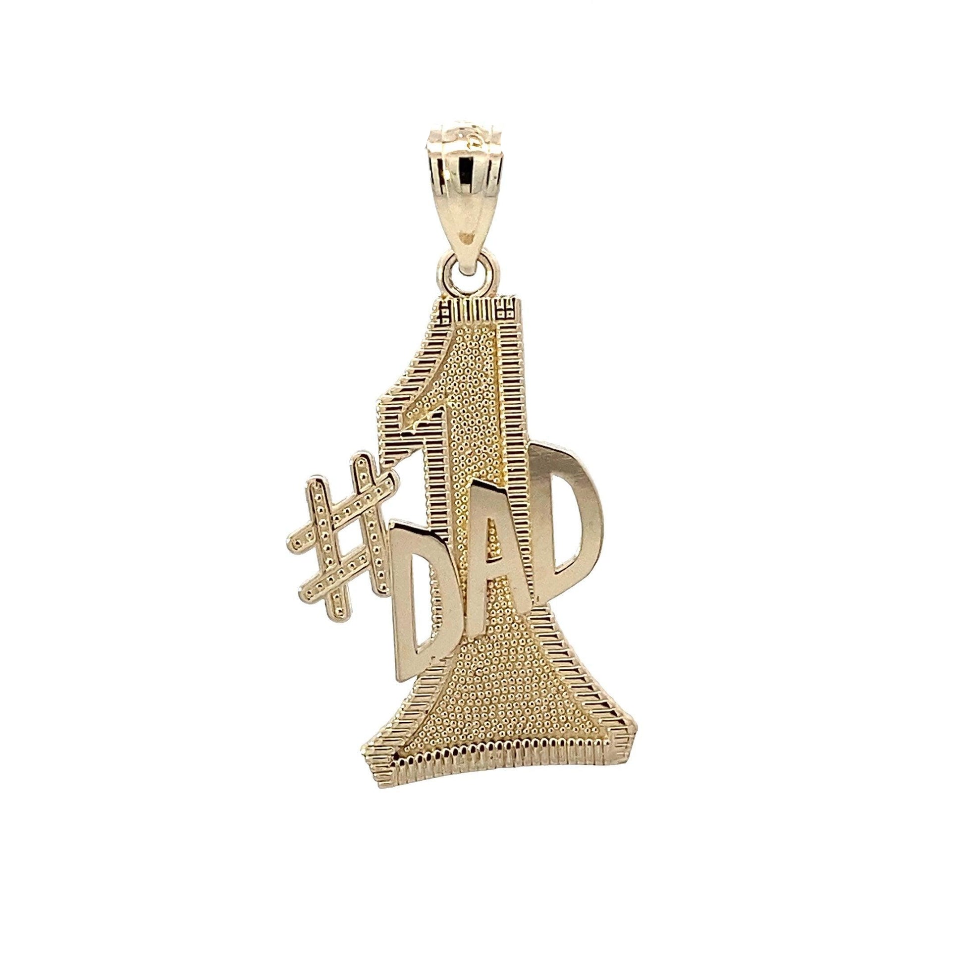 14K Yellow Gold "#1 Dad" Pendant - ipawnishop.com