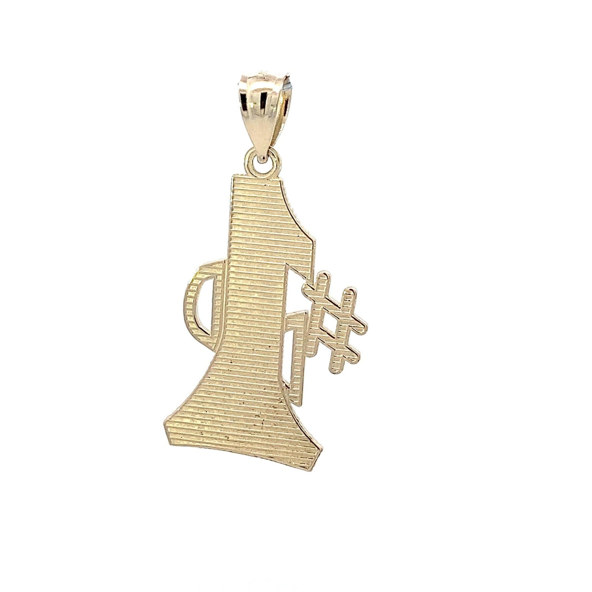 14K Yellow Gold "#1 Dad" Pendant - ipawnishop.com