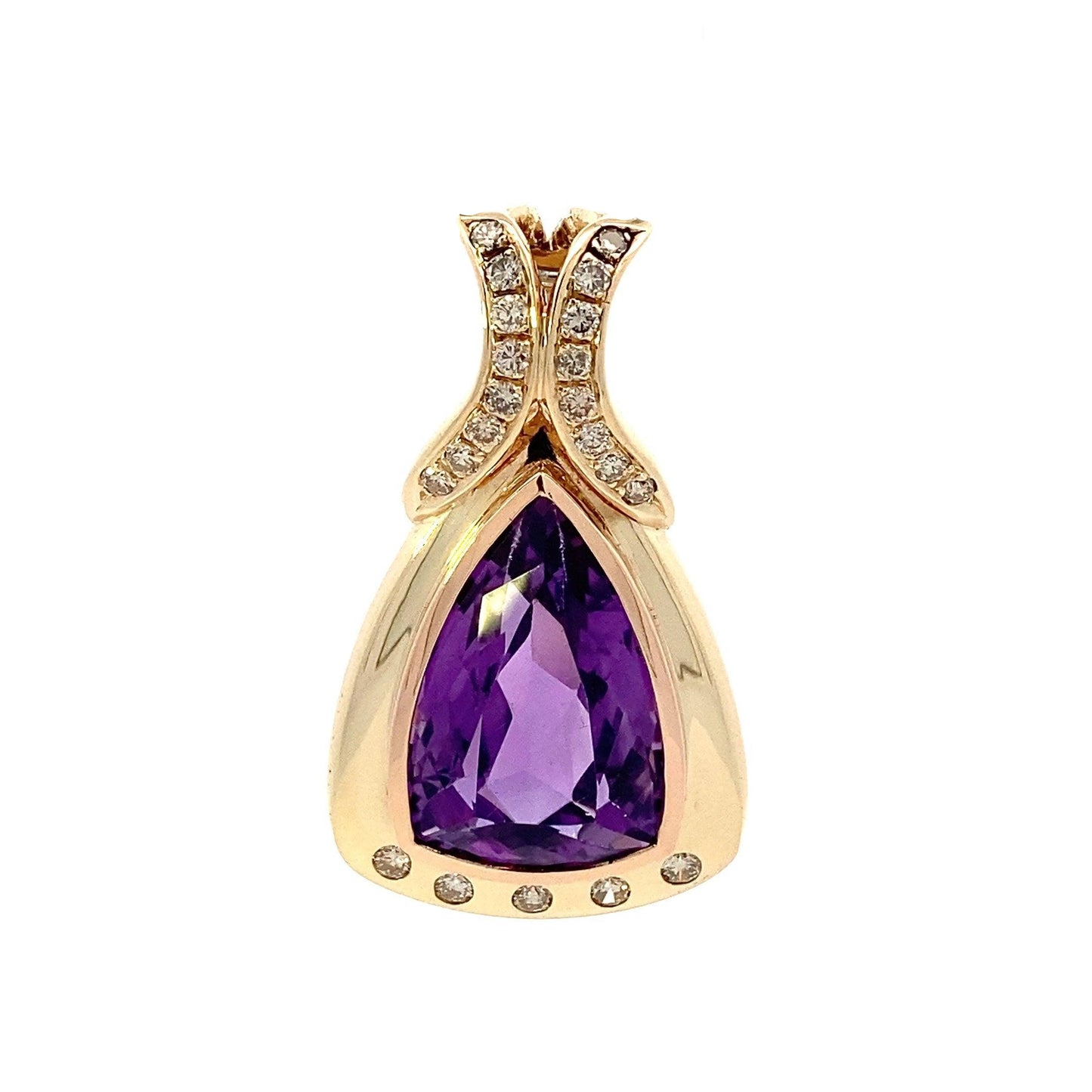 14K Yellow Gold Amethyst & Diamond Pendant - 0.46ct - ipawnishop.com