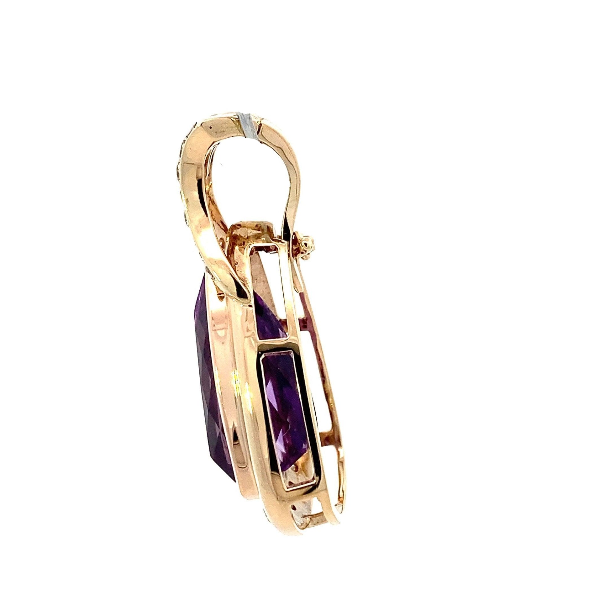 14K Yellow Gold Amethyst & Diamond Pendant - 0.46ct - ipawnishop.com
