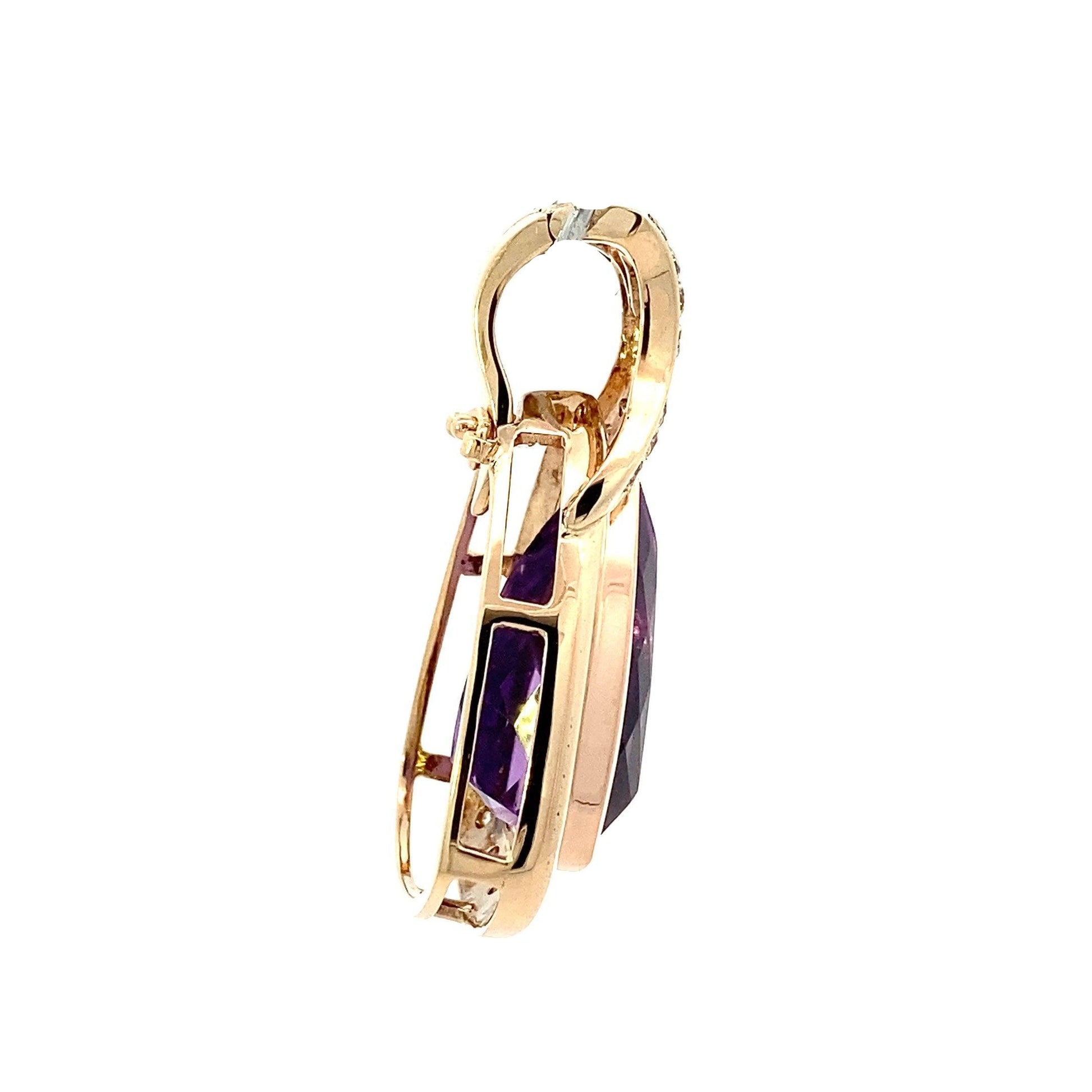 14K Yellow Gold Amethyst & Diamond Pendant - 0.46ct - ipawnishop.com