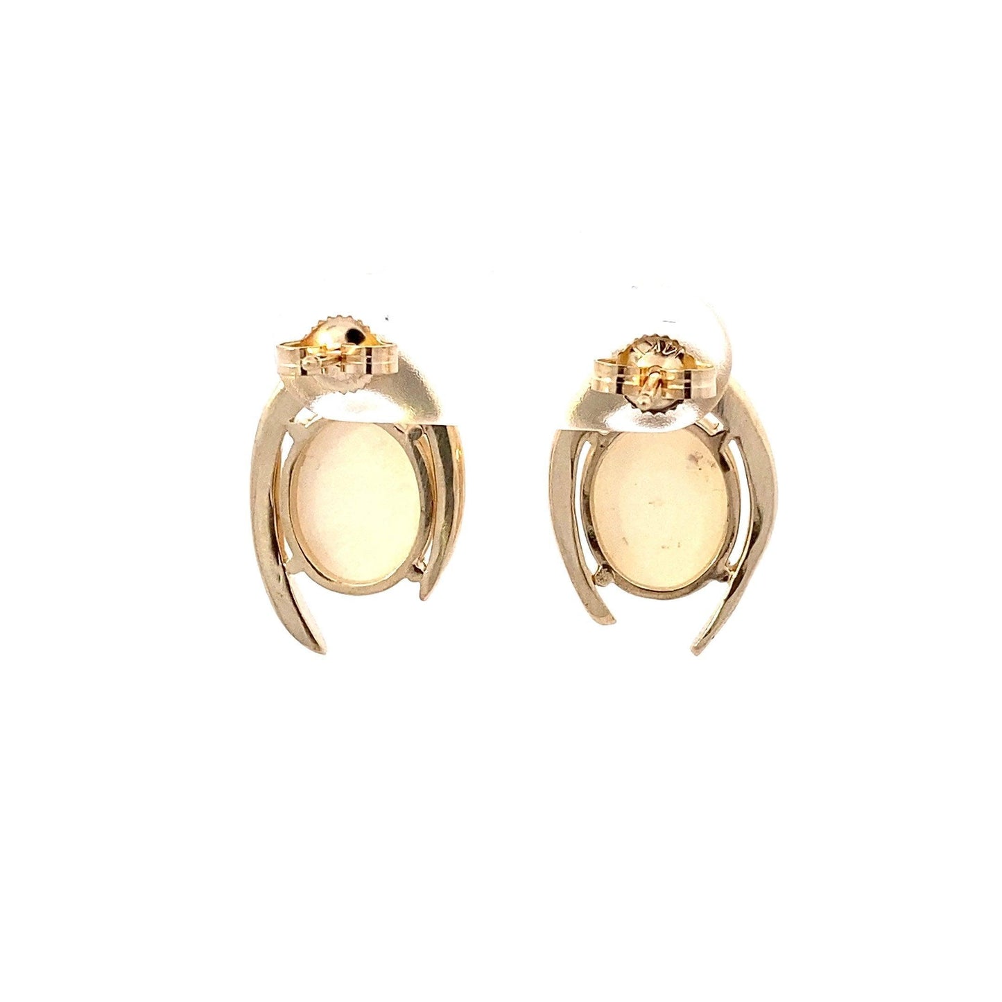 14K Yellow Gold Oval Opal Earrings - ipawnishop.com