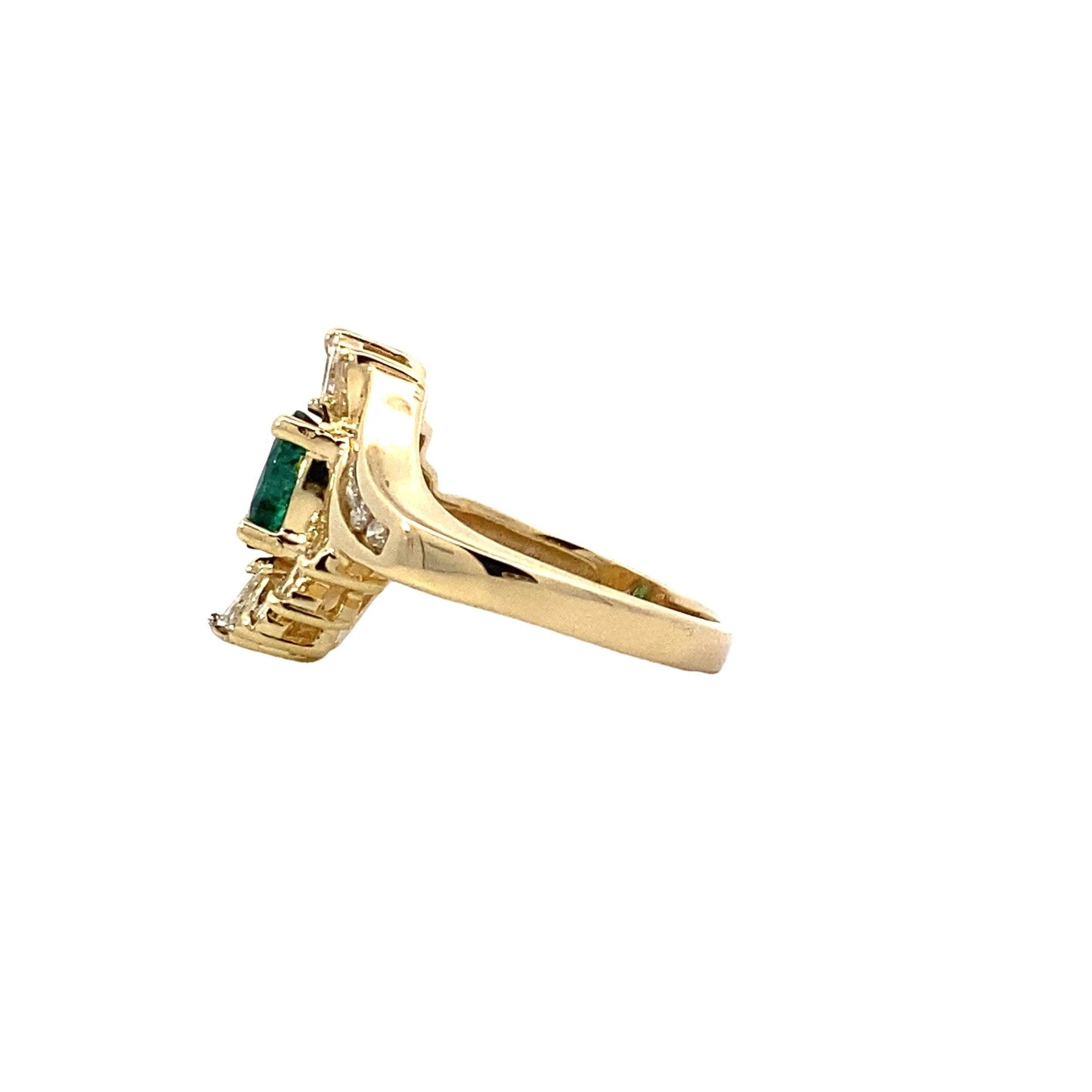 14K Yellow Gold Diamond & Emerald Ring - 0.43ct