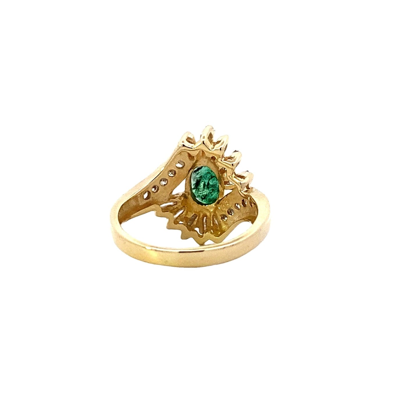 14K Yellow Gold Diamond & Emerald Ring - 0.43ct