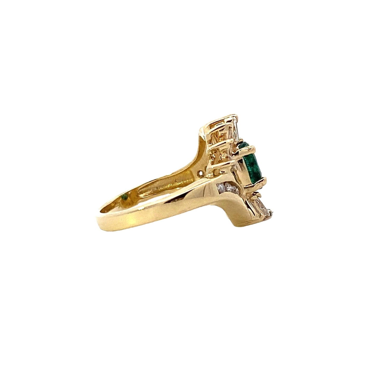 14K Yellow Gold Diamond & Emerald Ring - 0.43ct