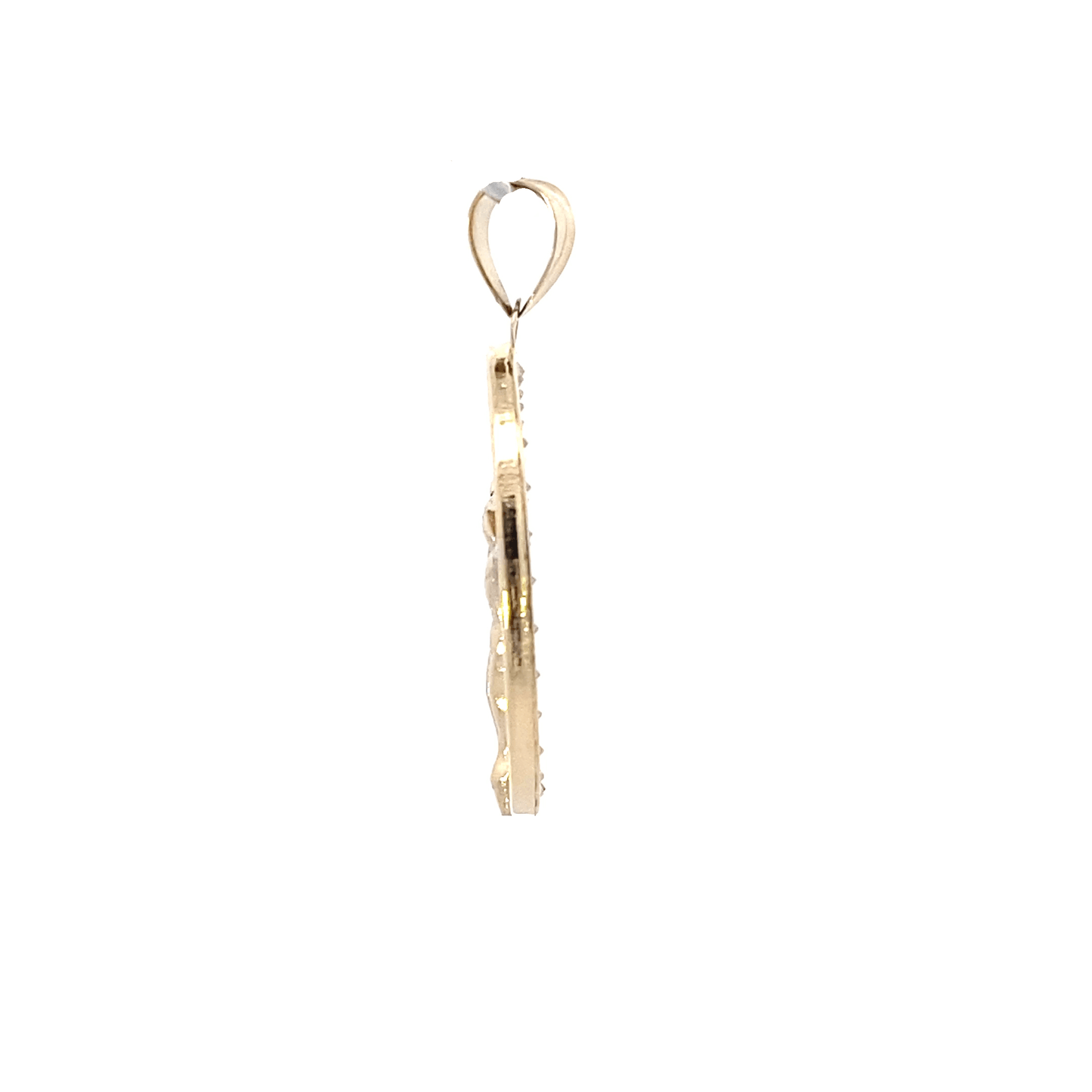 14K Tri-Color Gold CZ Oval Religious Pendant
