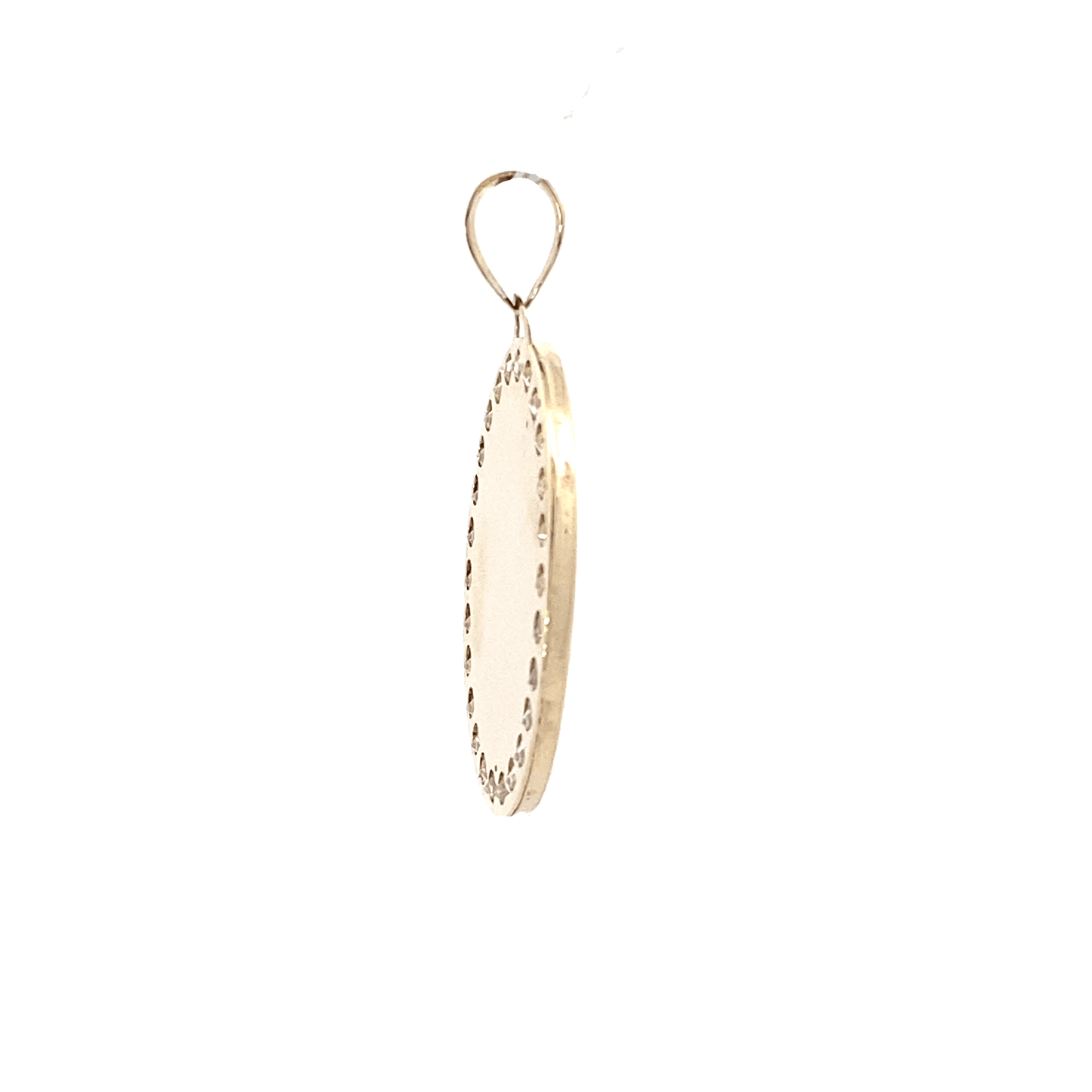 14K Tri-Color Gold CZ Oval Religious Pendant