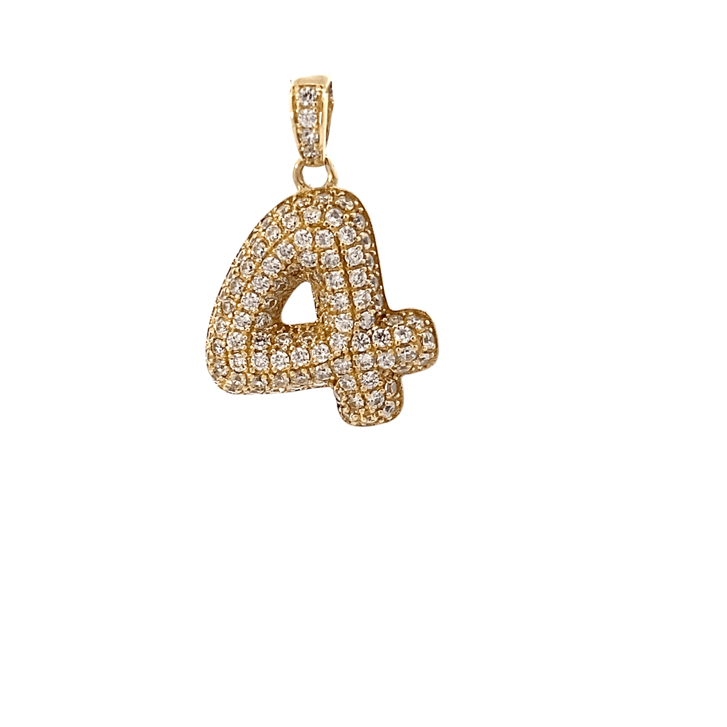 10K Yellow Gold Number 4 CZ Pendant