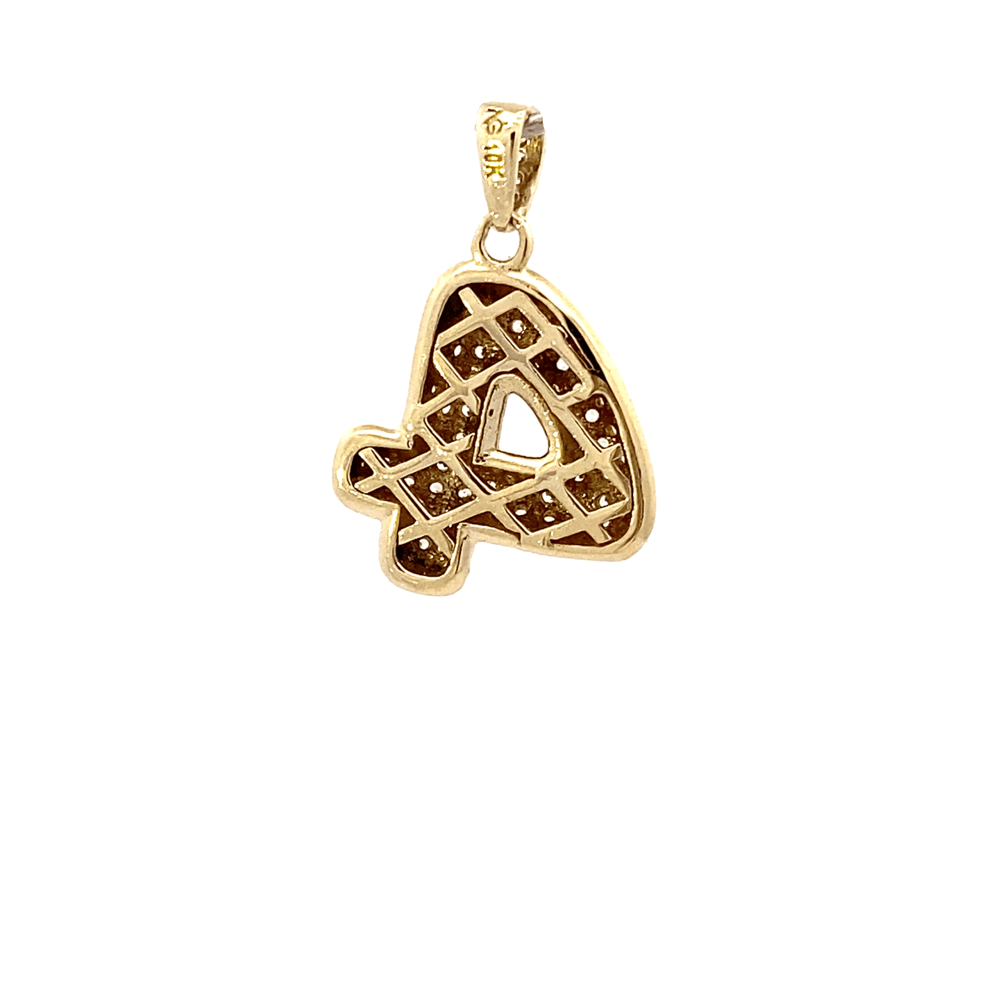 10K Yellow Gold Number 4 CZ Pendant