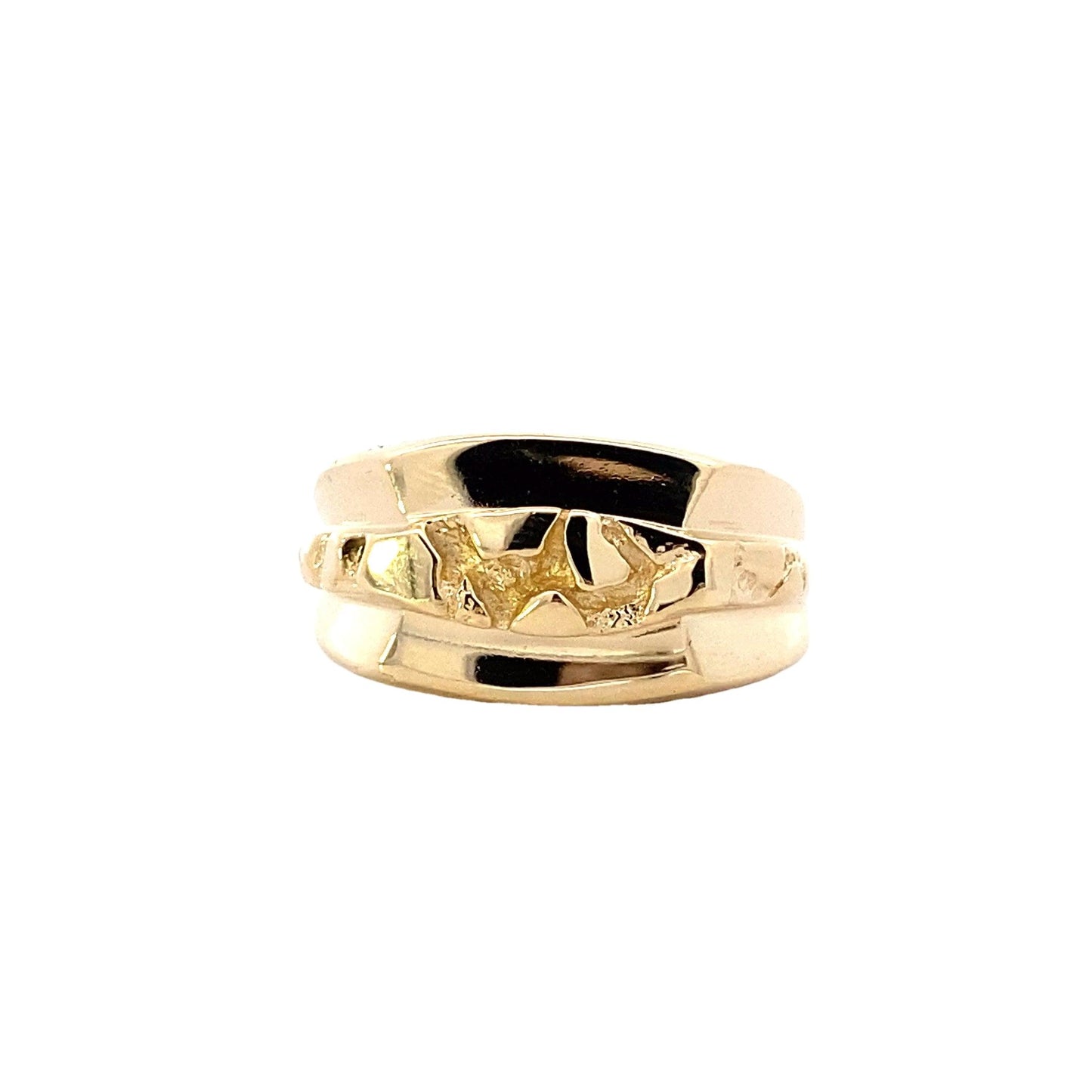 14K Yellow Gold Center Nugget Design Ring