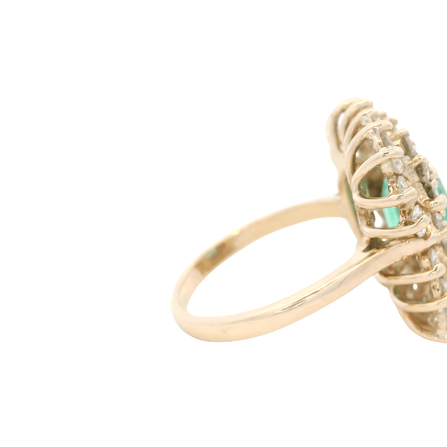 14K Yellow Gold Diamond & Emerald Women's Ring - 1.6ct