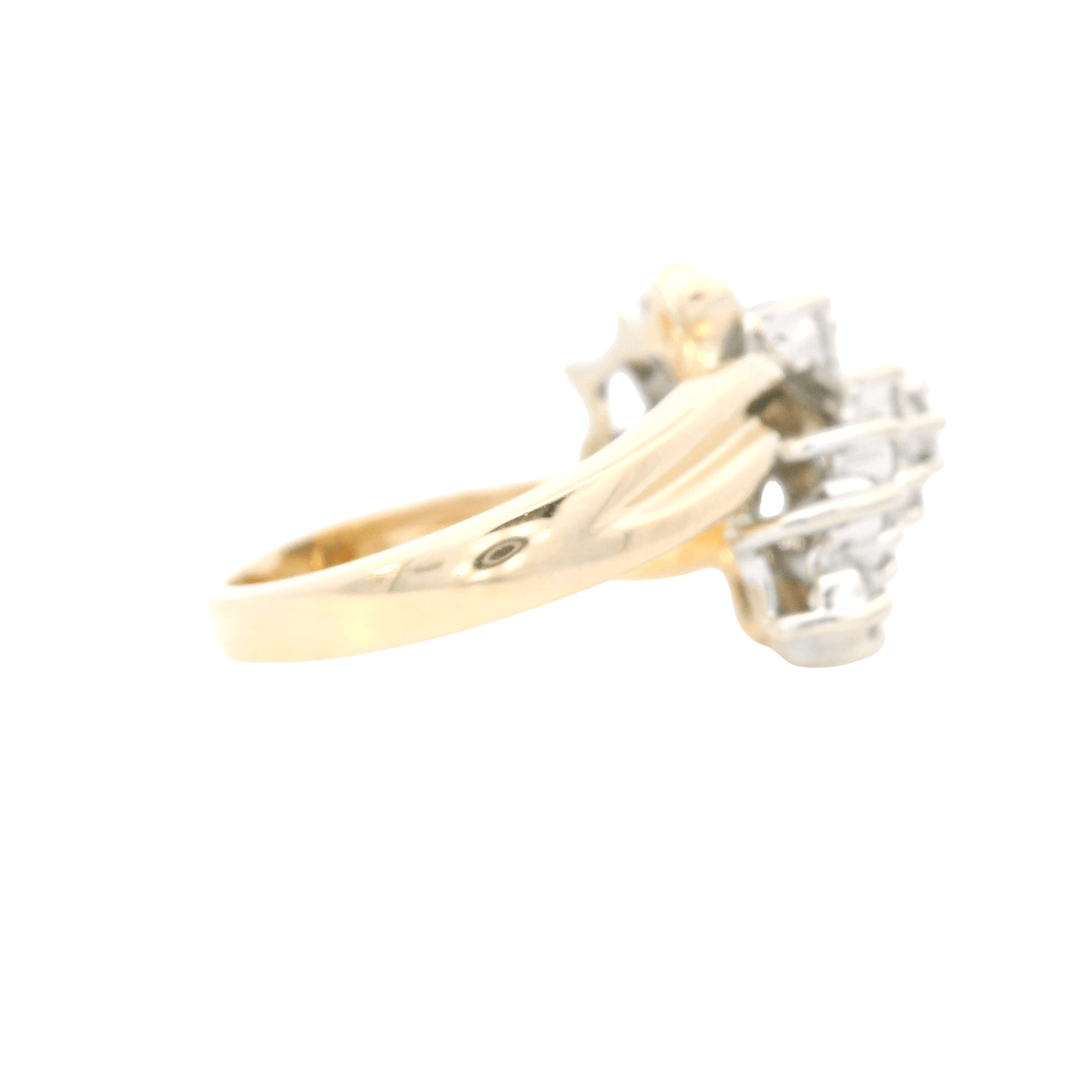 14K Yellow Gold Diamond Cluster Ring - 1ct