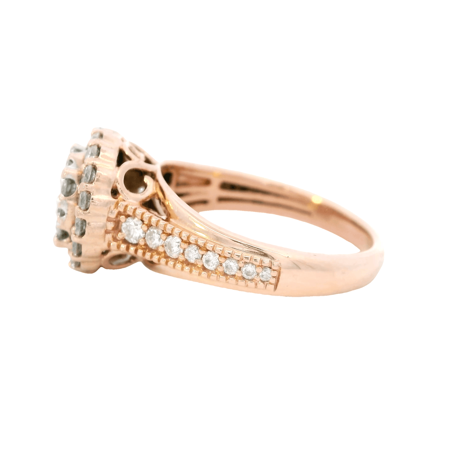 10K Rose Gold Diamond Cluster Ring - 0.73ct