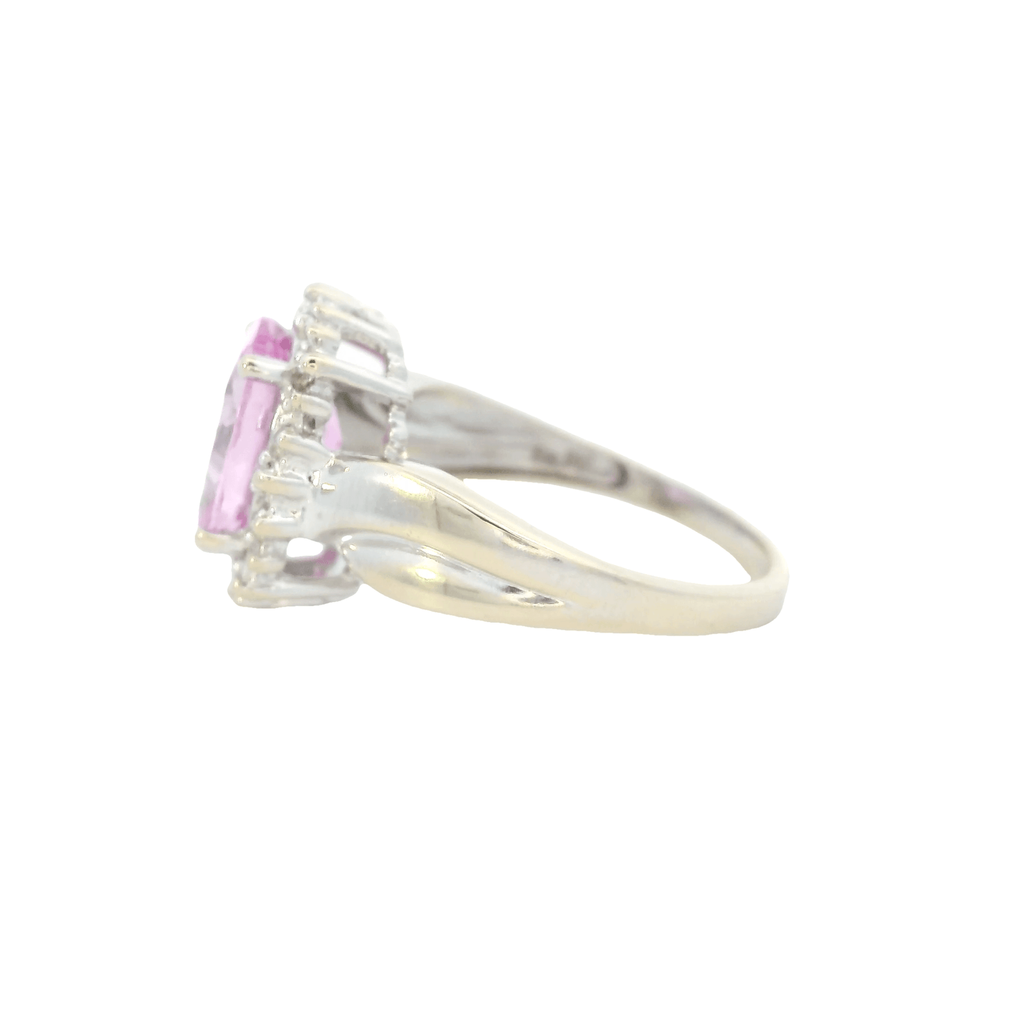 10K White Gold Diamond & Synthetic Pink Sapphire Ring - 0.53ct