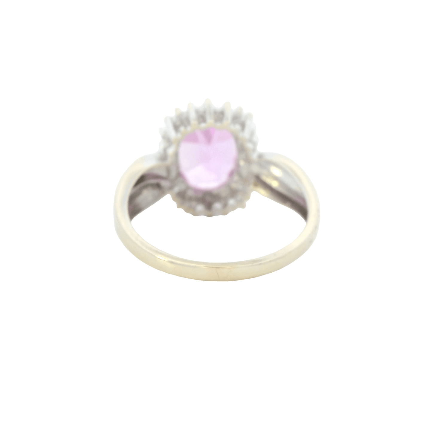 10K White Gold Diamond & Synthetic Pink Sapphire Ring - 0.53ct