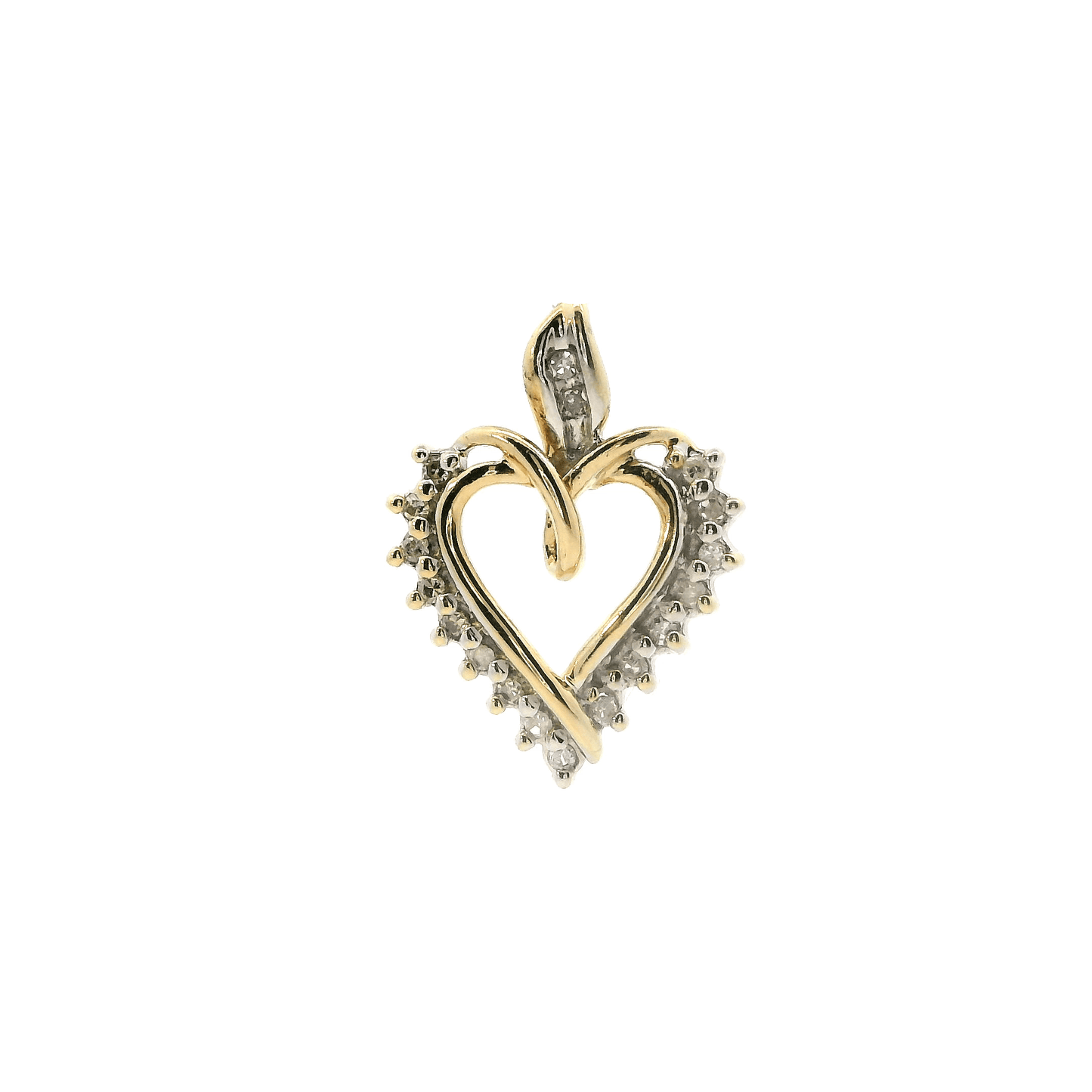 10K Yellow Gold Diamond Heart Pendant - 0.12ct