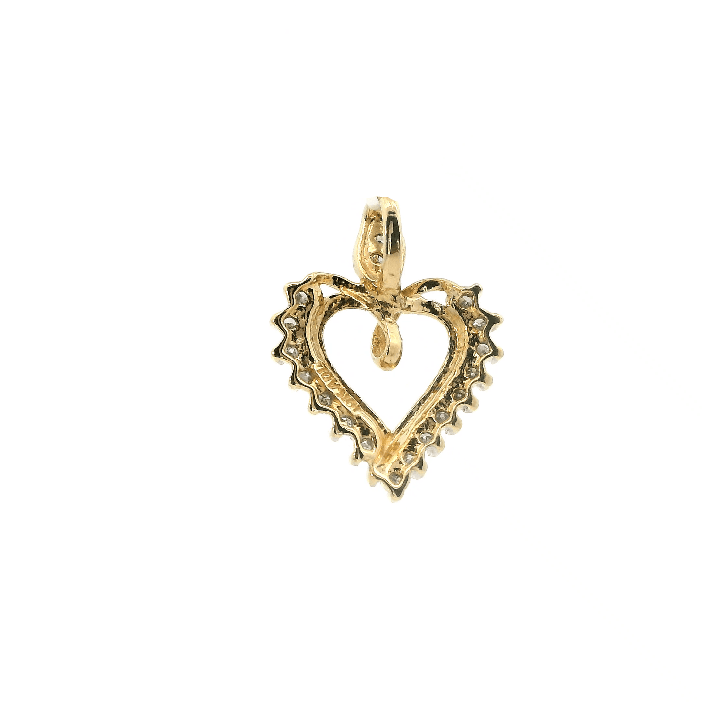 10K Yellow Gold Diamond Heart Pendant - 0.12ct