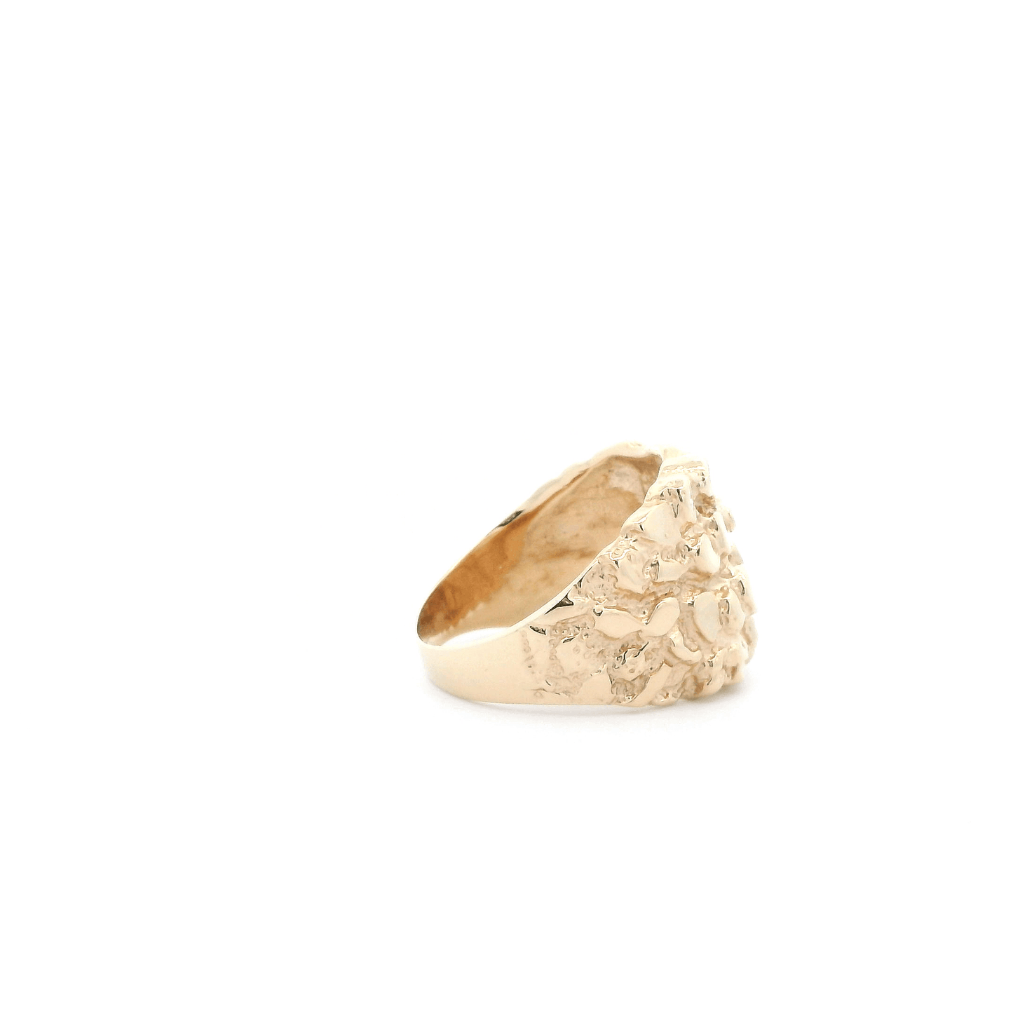 14K Yellow Gold Nugget Mens Ring