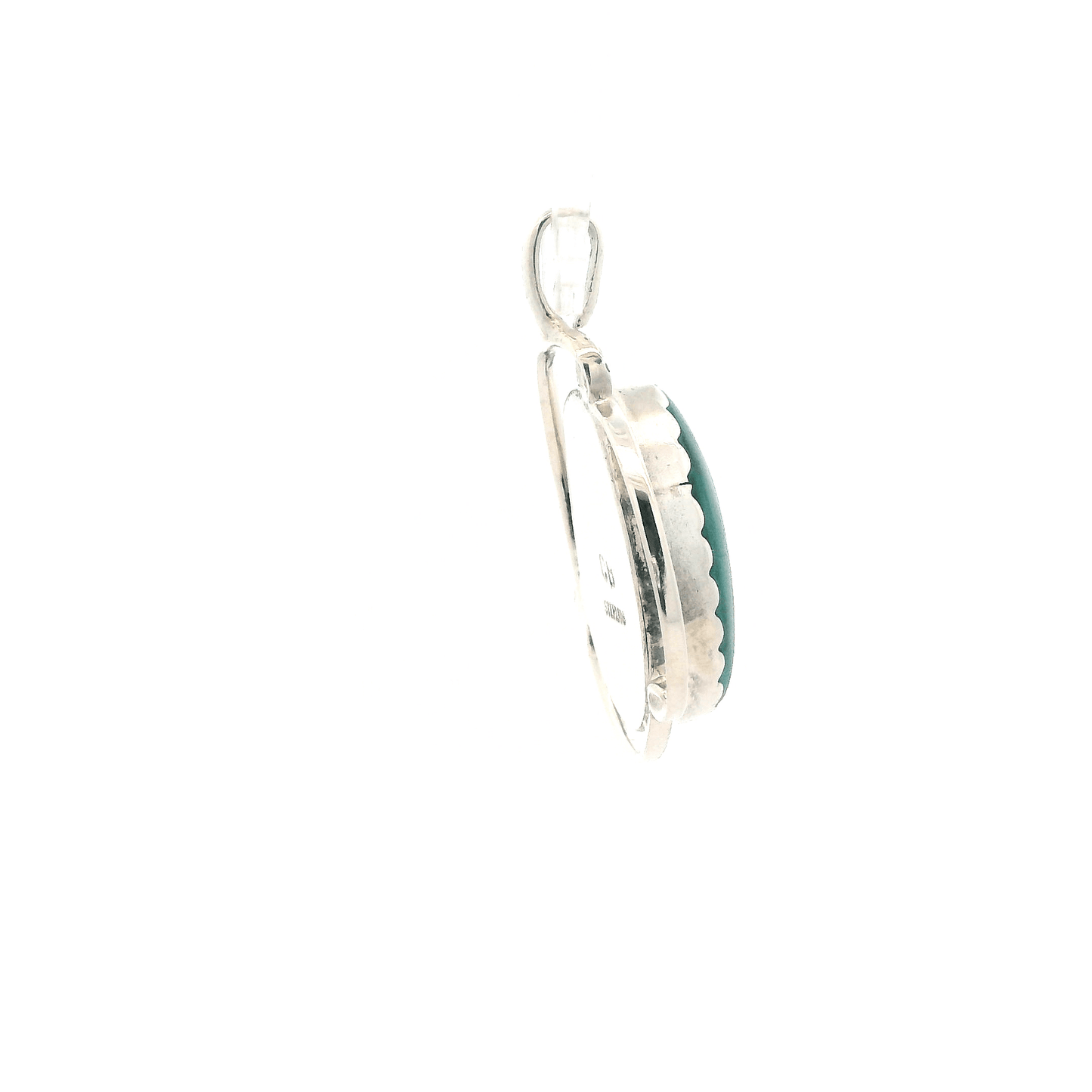 Sterling Silver Oval Malachite Navajo Pendant