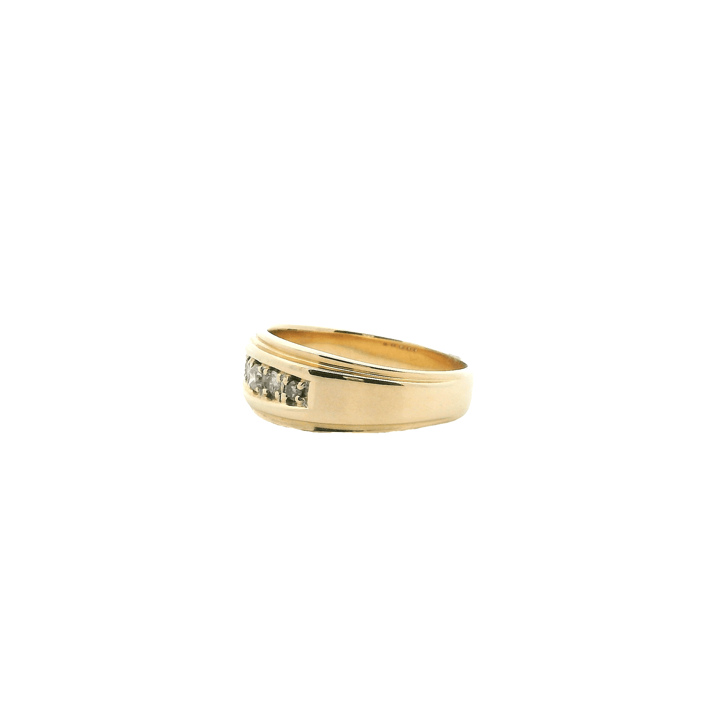14K Yellow Gold And Diamond Mens Ring - 0.27ct