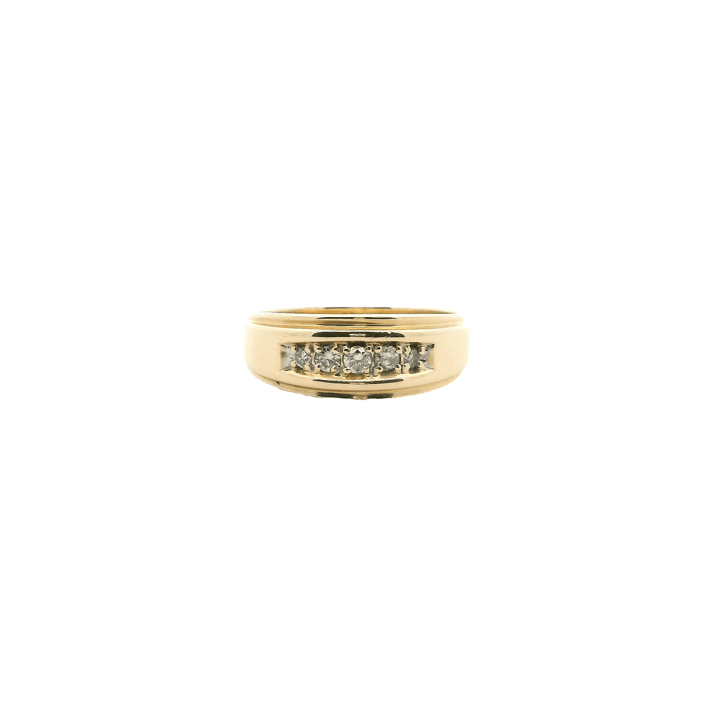 14K Yellow Gold And Diamond Mens Ring - 0.27ct